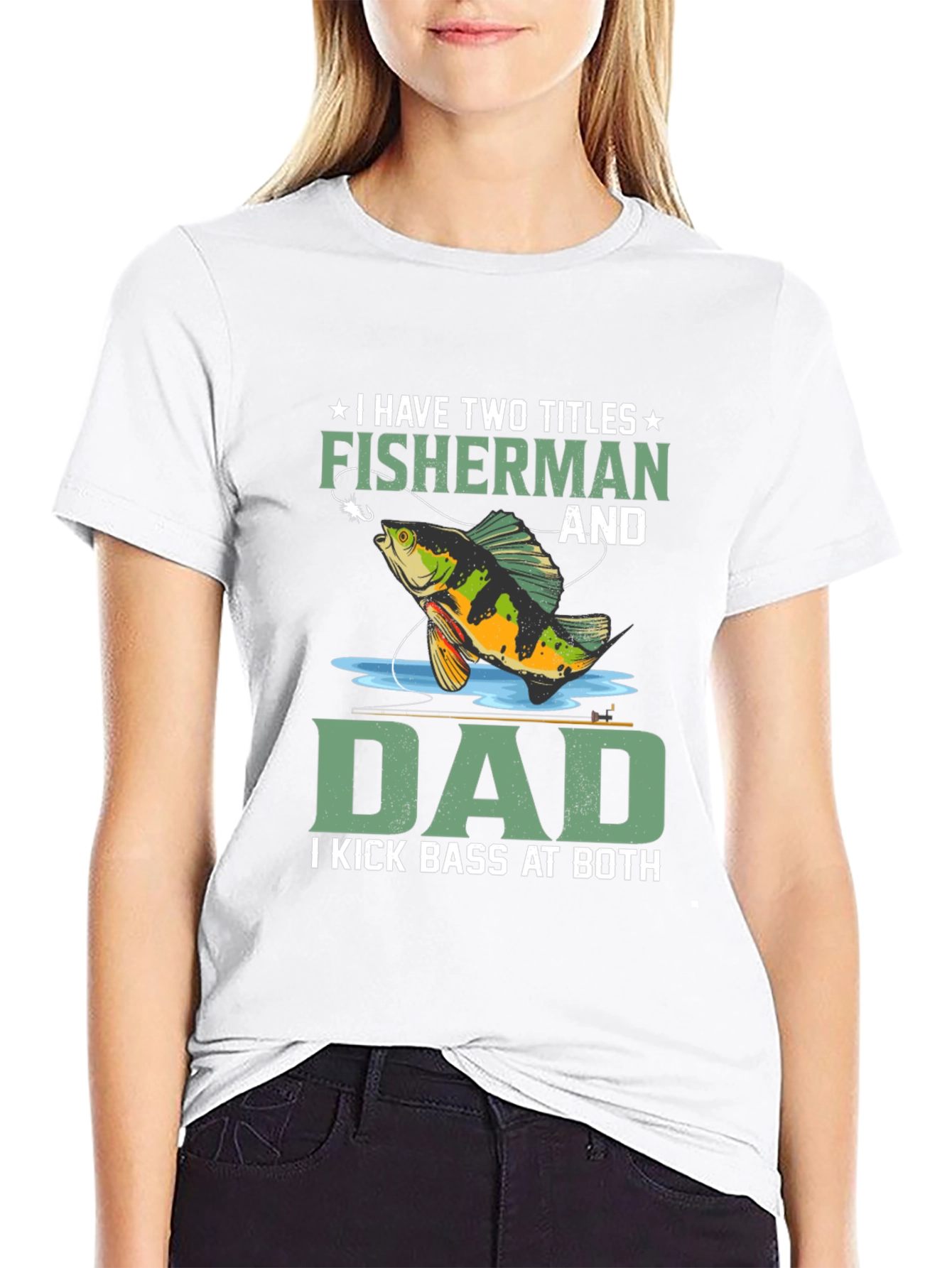 Black Fisherman Dad T-Shirt: I Kick Bass At Both view 9