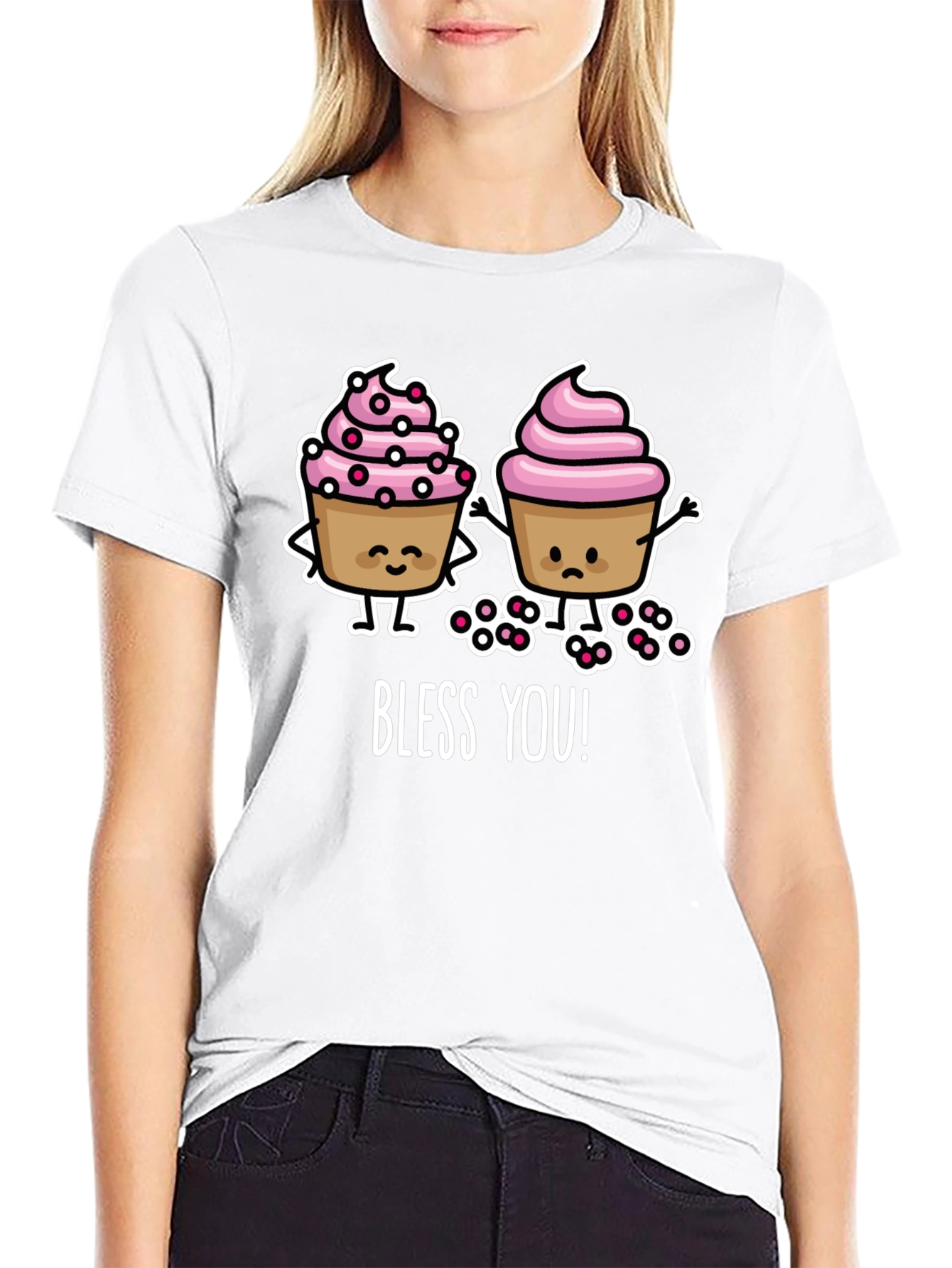 Black Bless You Cupcake T-Shirt view 9