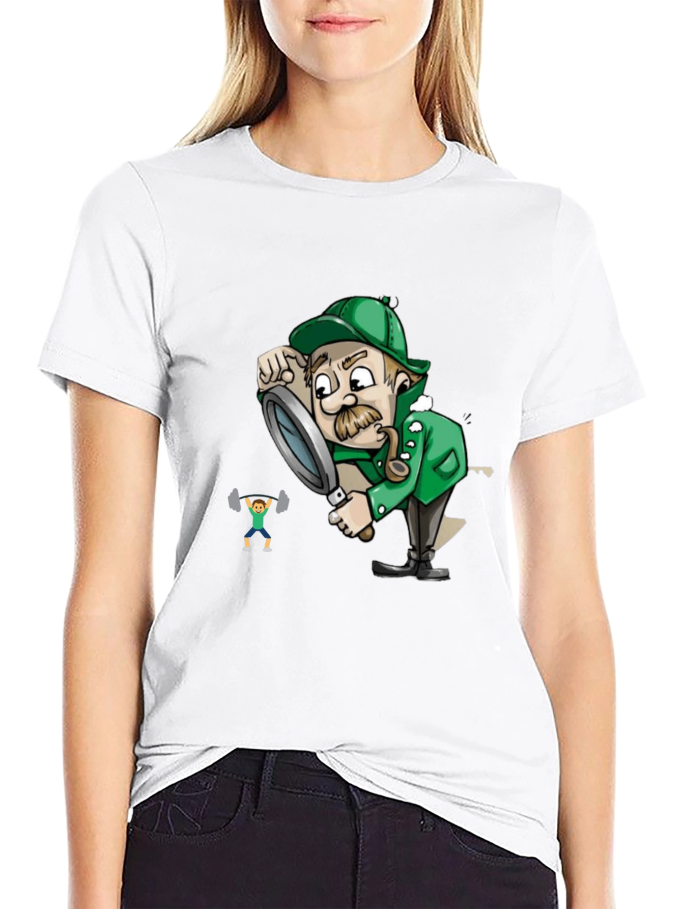 Black Detective Cartoon Graphic Tee - Black view 9