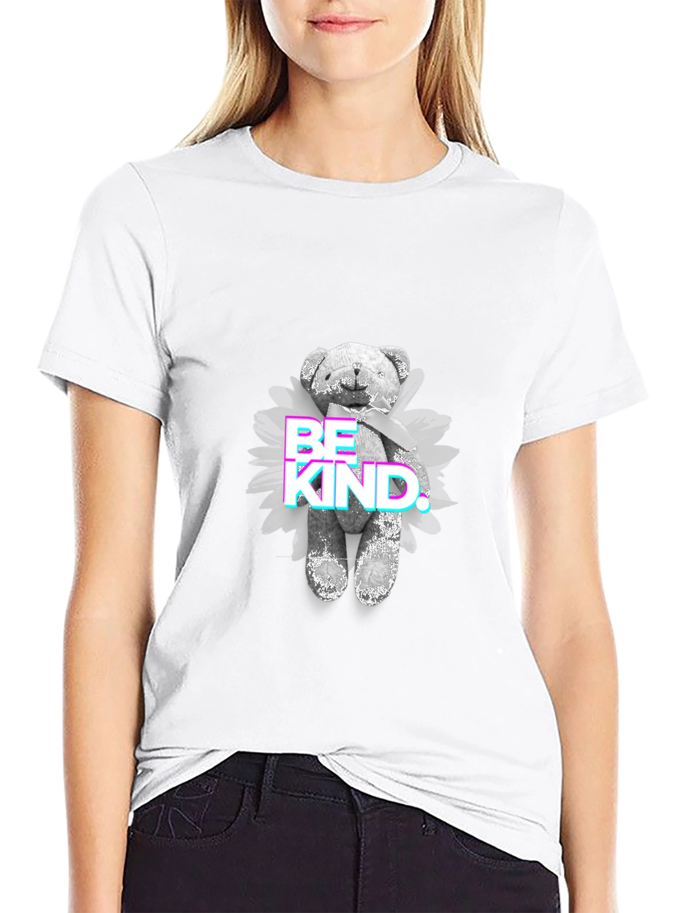 Black Be Kind Teddy Bear Graphic T-Shirt view 9
