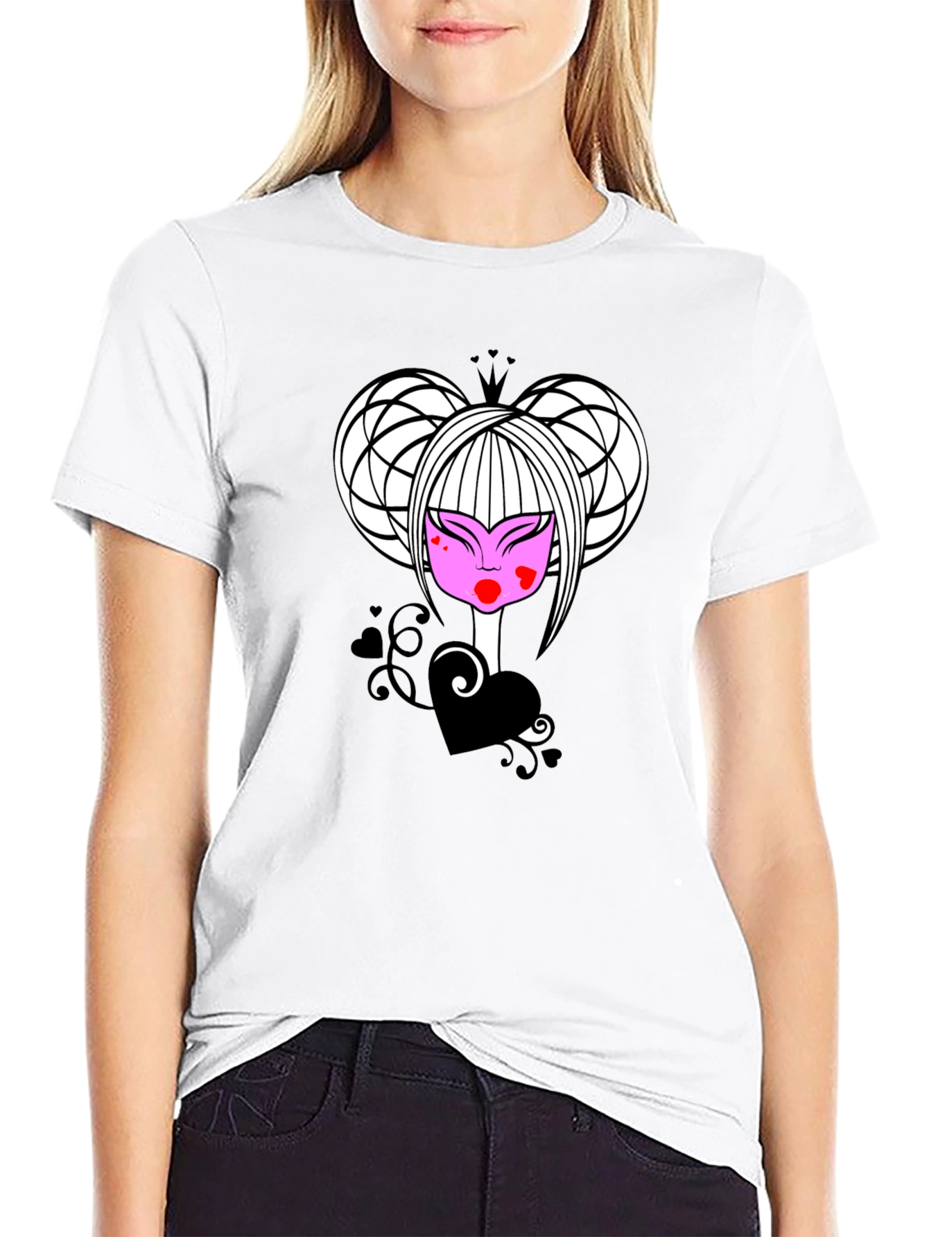 Black Queen of Hearts Graphic Tee - Black view 9