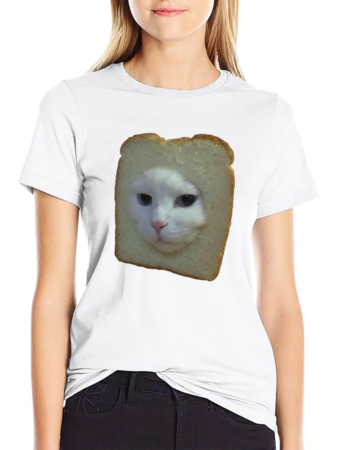 Black Cat in Bread Slice Black T-Shirt view 9