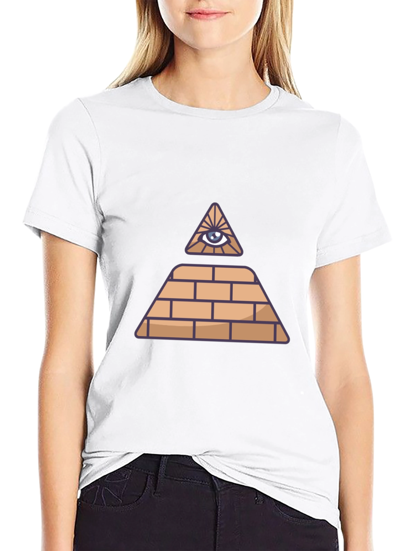 Black Illuminati Pyramid Eye Graphic T-Shirt view 9