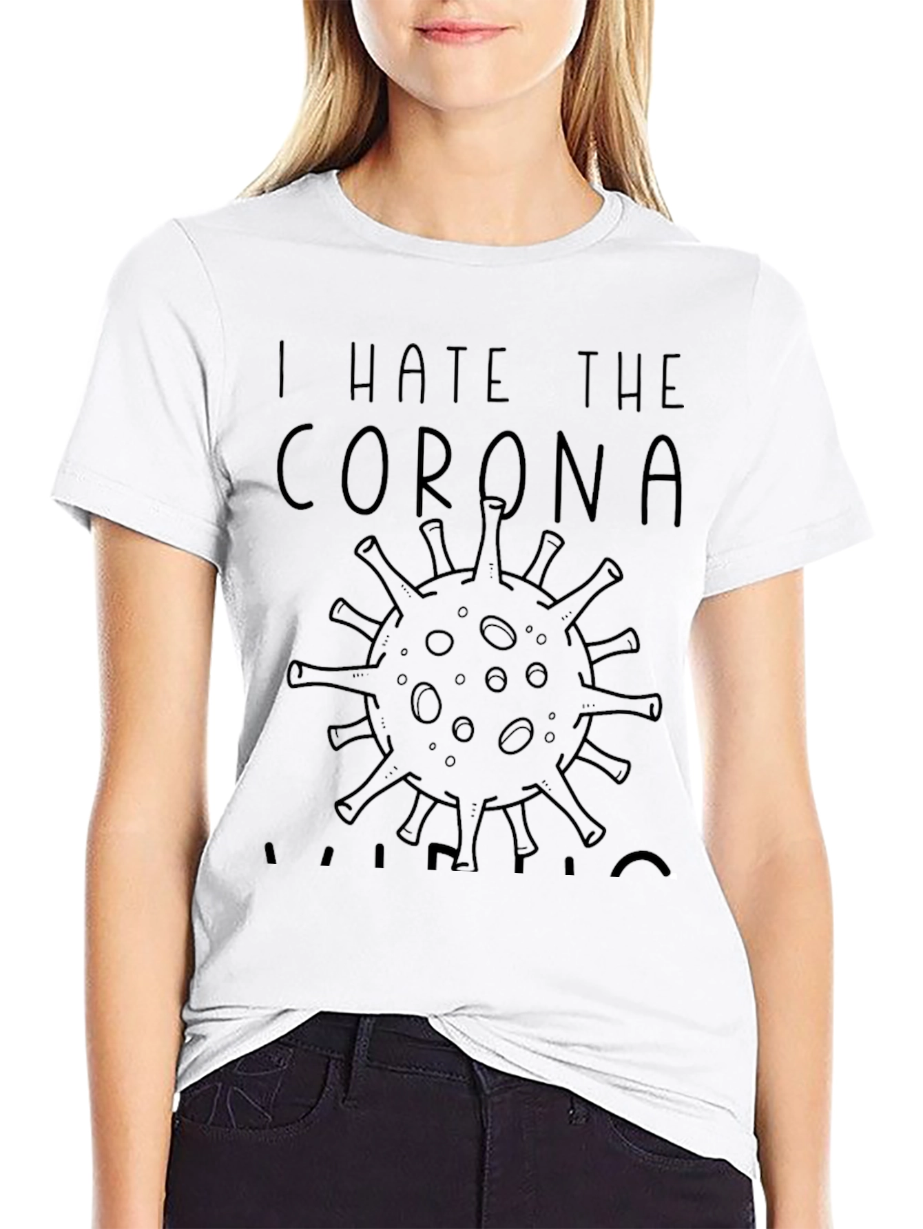 Black I Hate The Corona Virus Graphic T-Shirt view 9