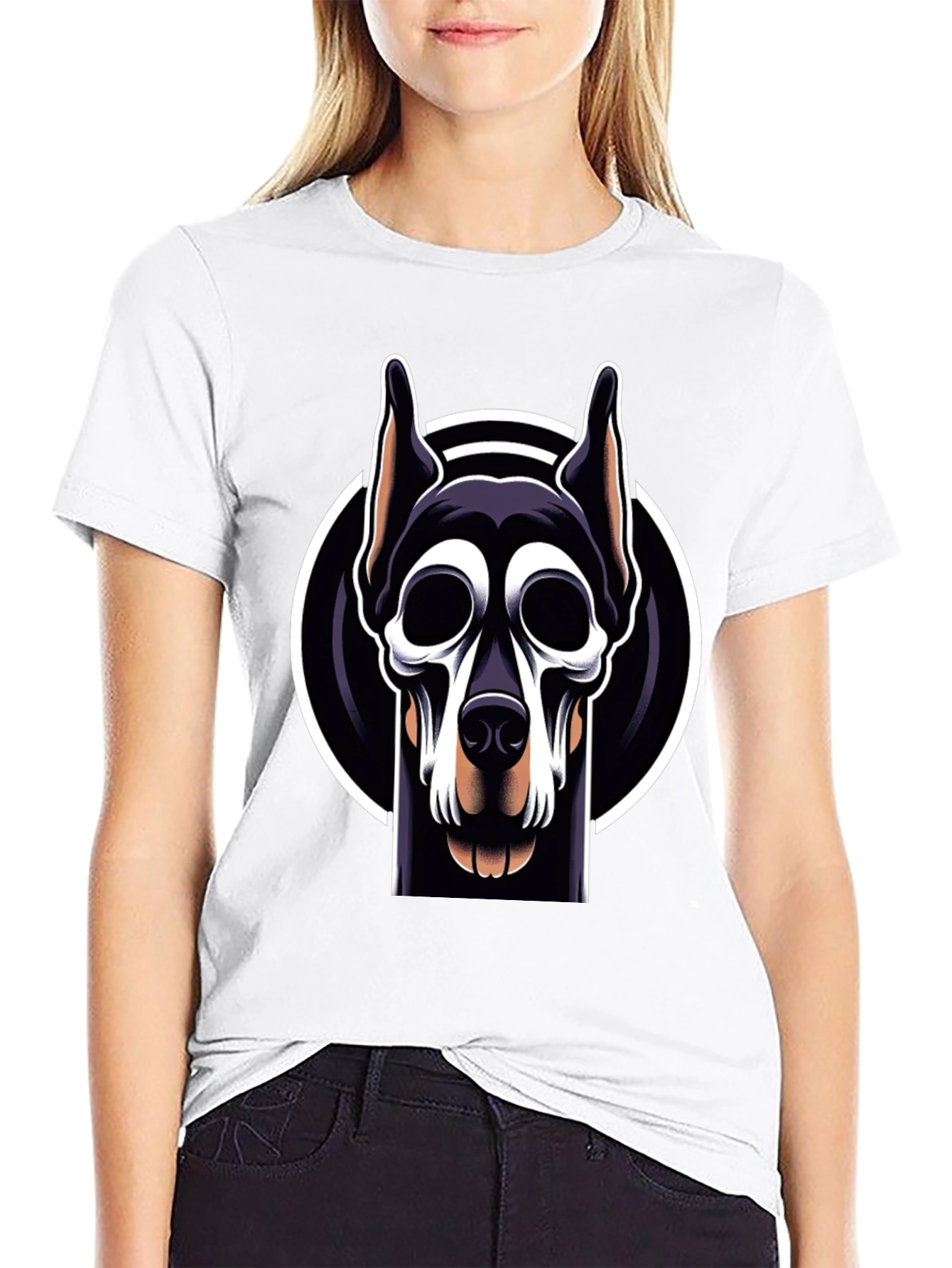 Black Doberman Skull Graphic Tee - Black view 9