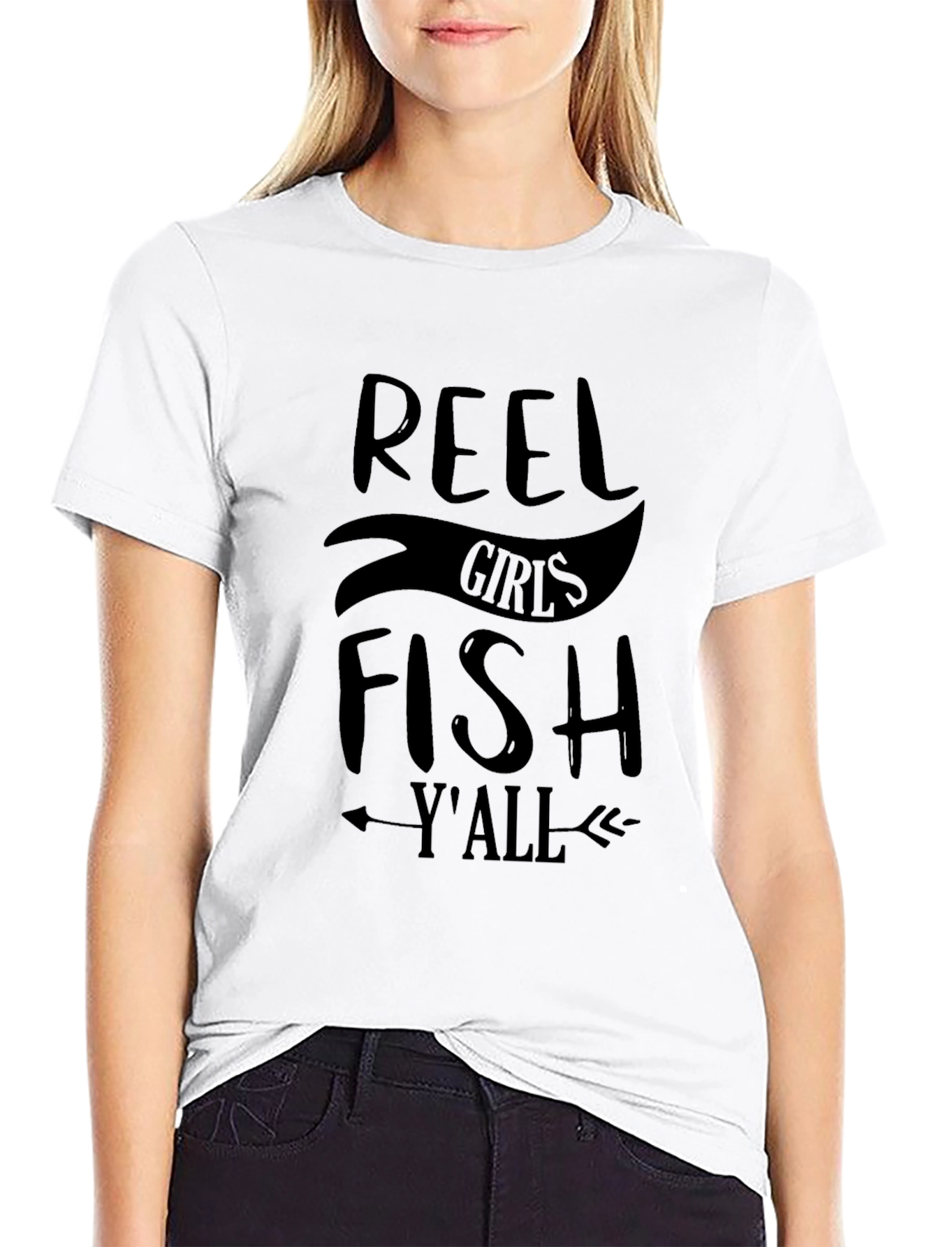 Black Reel Girls Fish Y'all Black T-Shirt view 9
