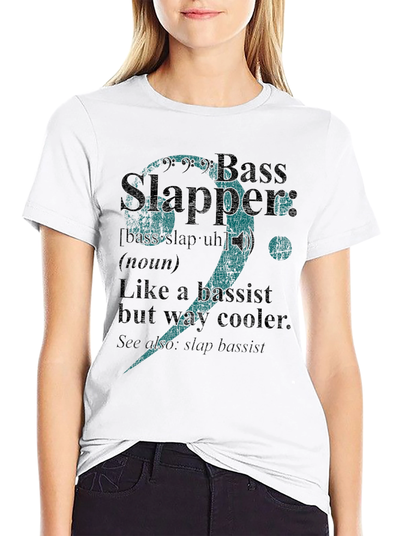 Black Bass Slapper Definition T-Shirt Funny Musician Tee view 9