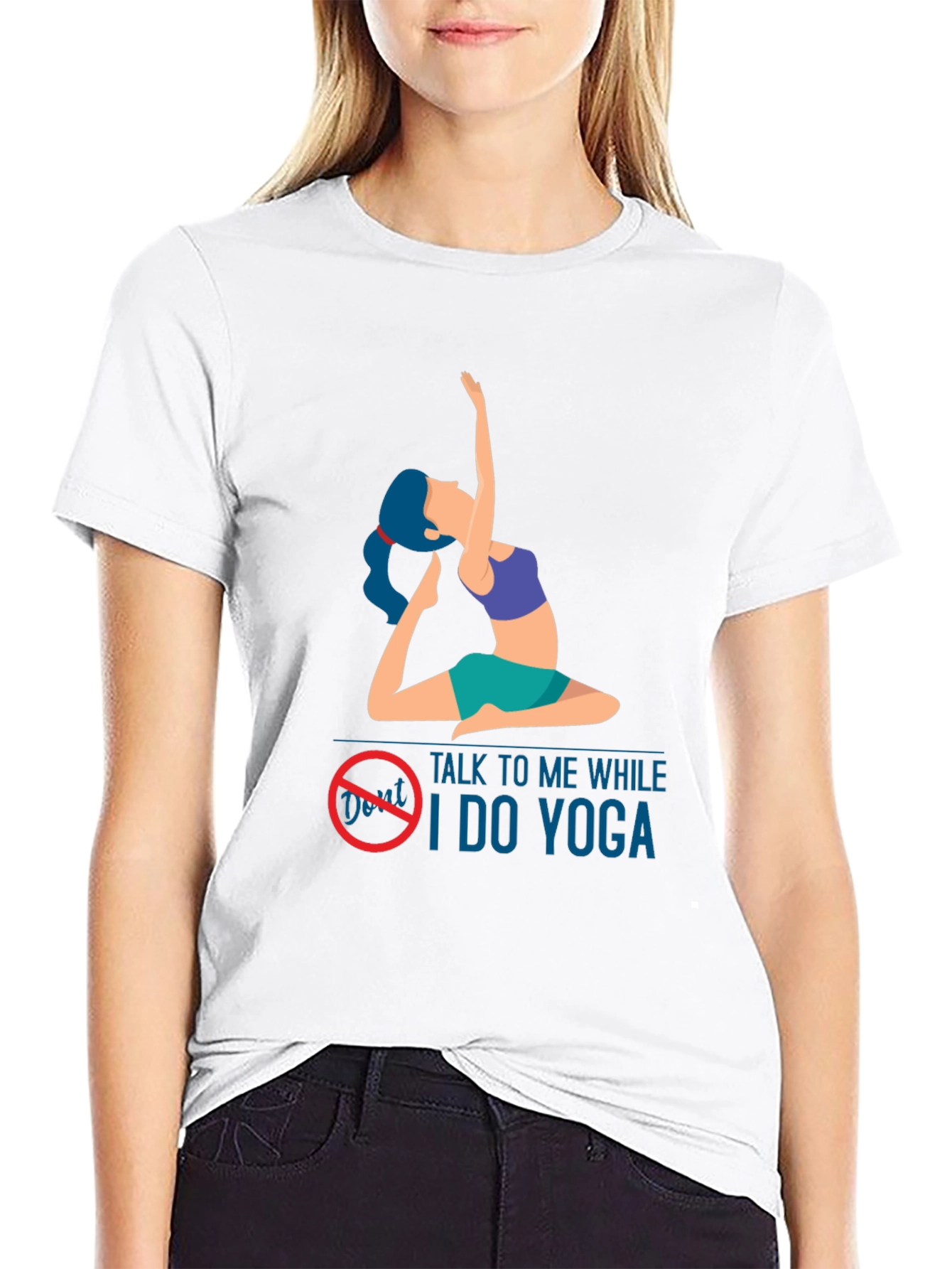 Black Yoga Lover T-Shirt: Don't Talk to Me While I Do Yoga view 9