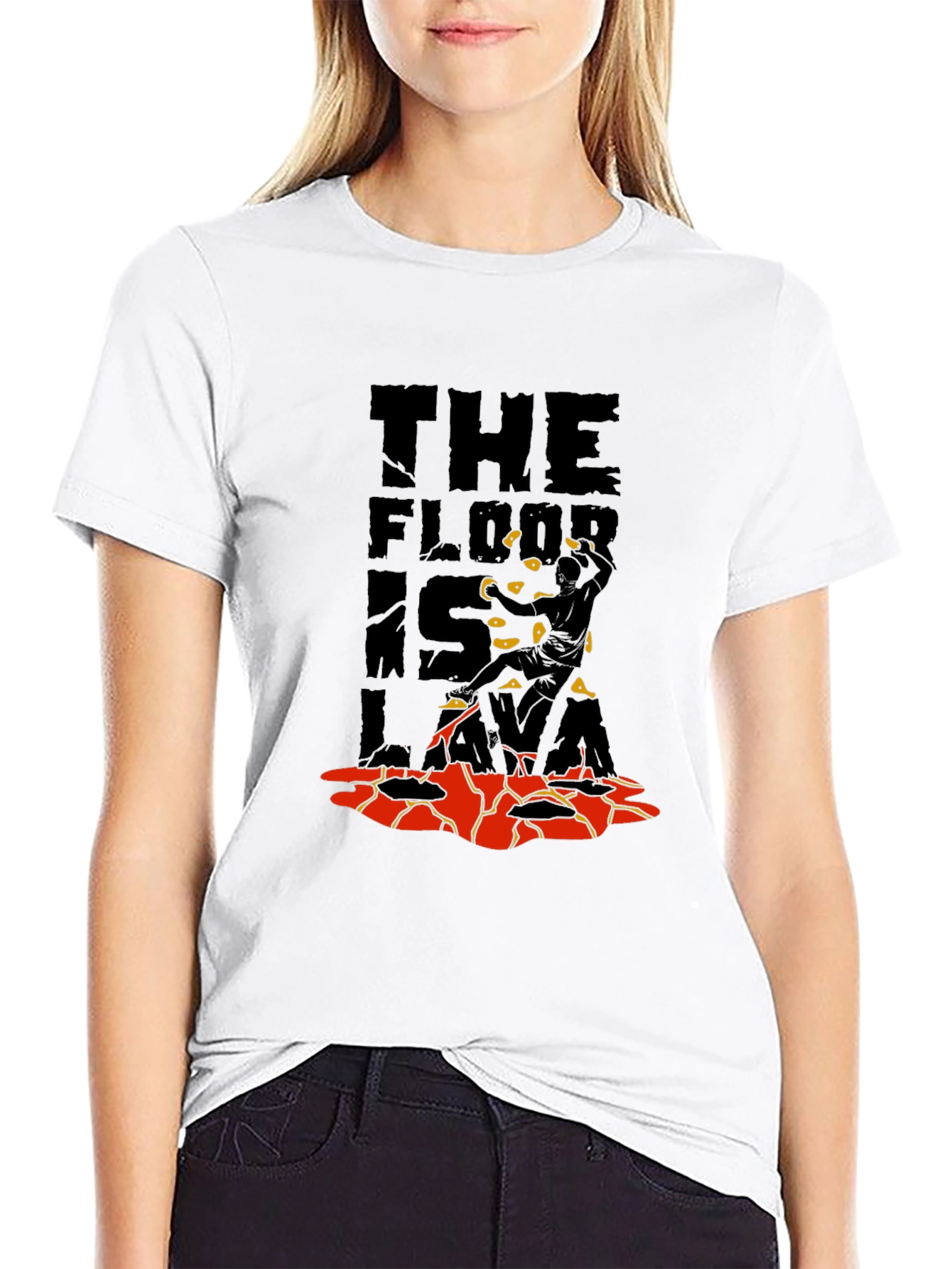 Black The Floor is Lava Graphic T-Shirt view 9