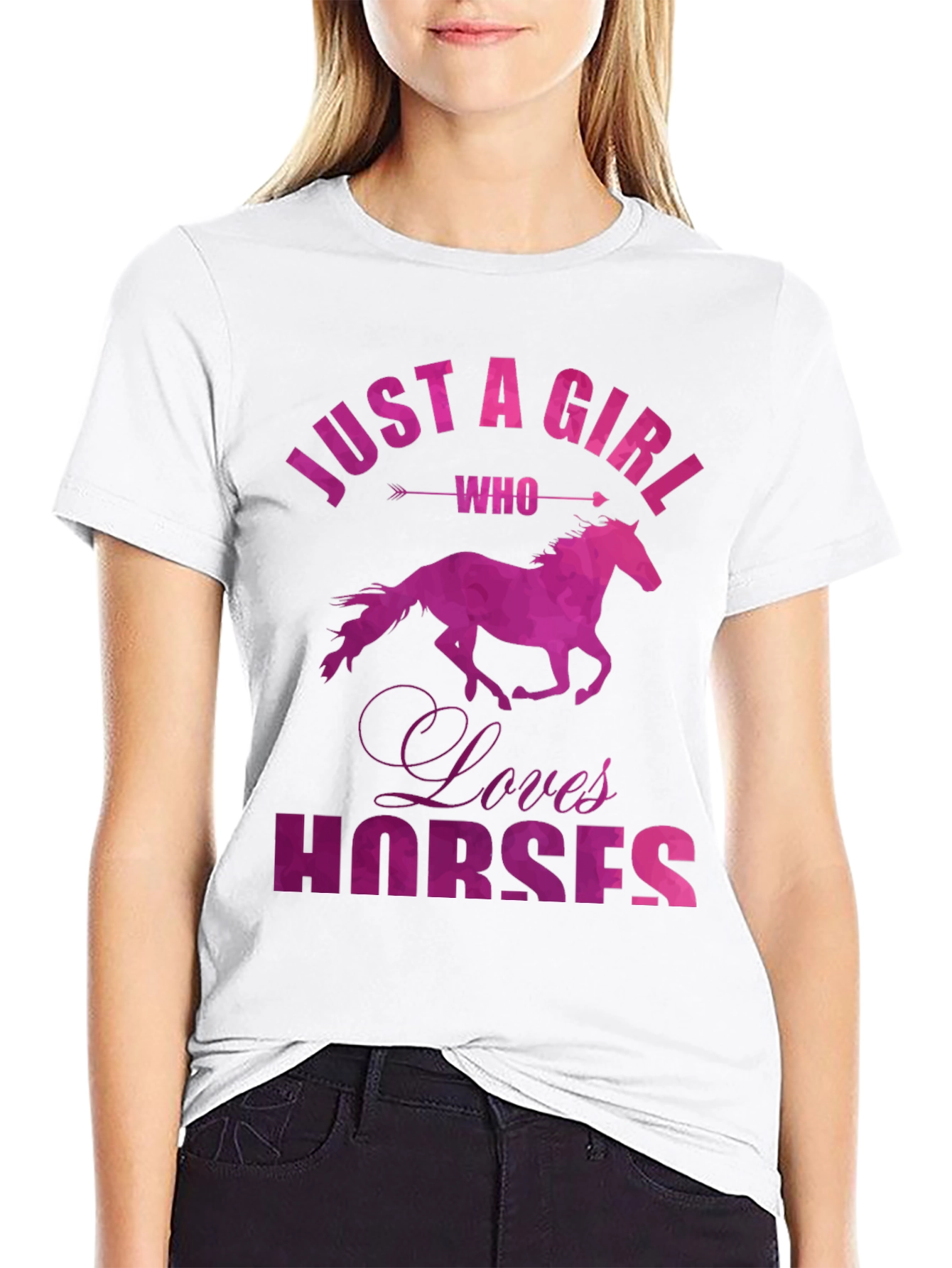 Black Just a Girl Who Loves Horses Graphic Tee view 9