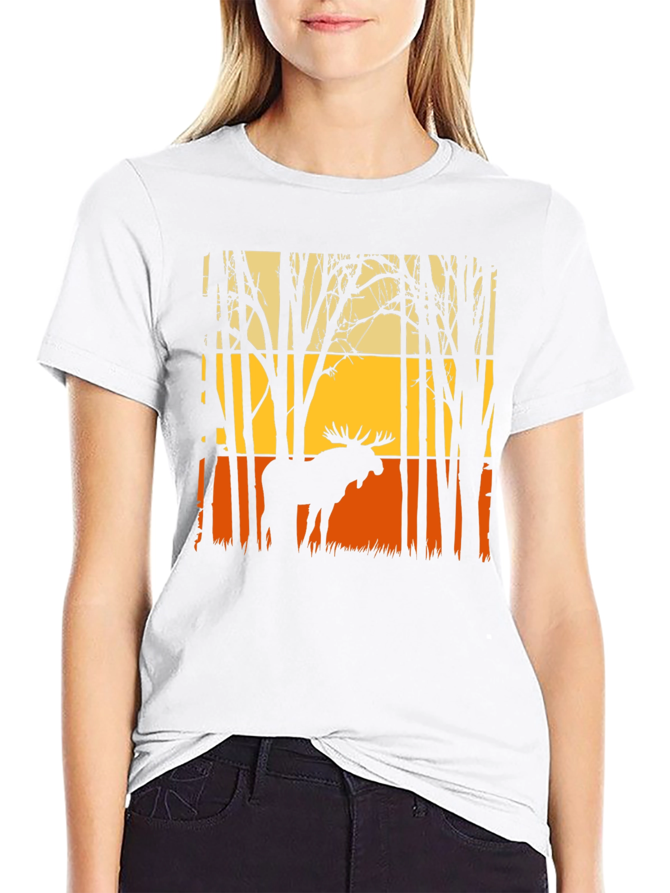 Black Moose Silhouette Graphic Tee - Nature Lover's T-Shirt view 9