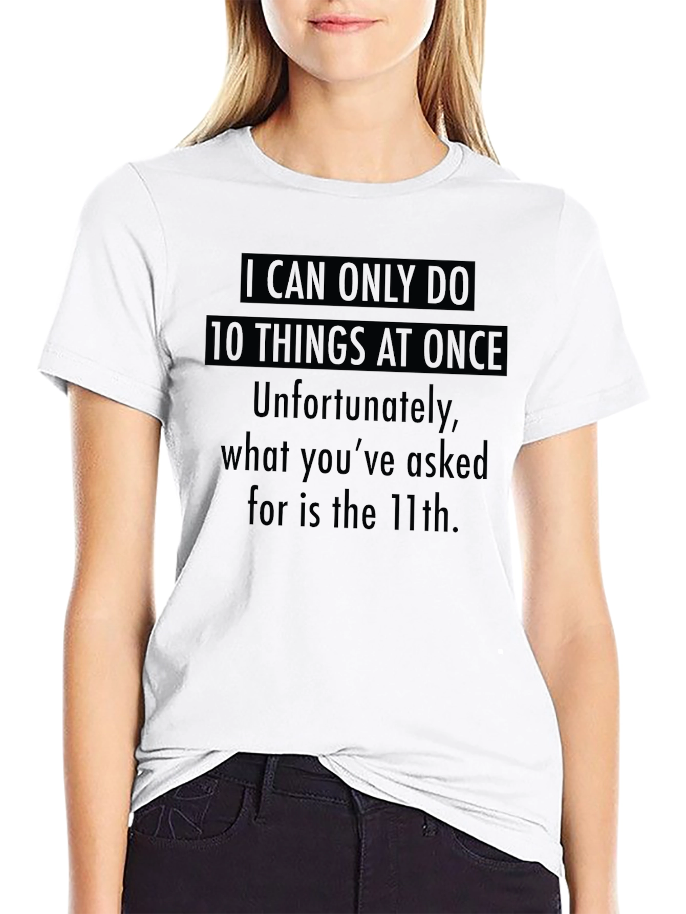 Black Humorous '10 Things At Once' Graphic Tee view 9