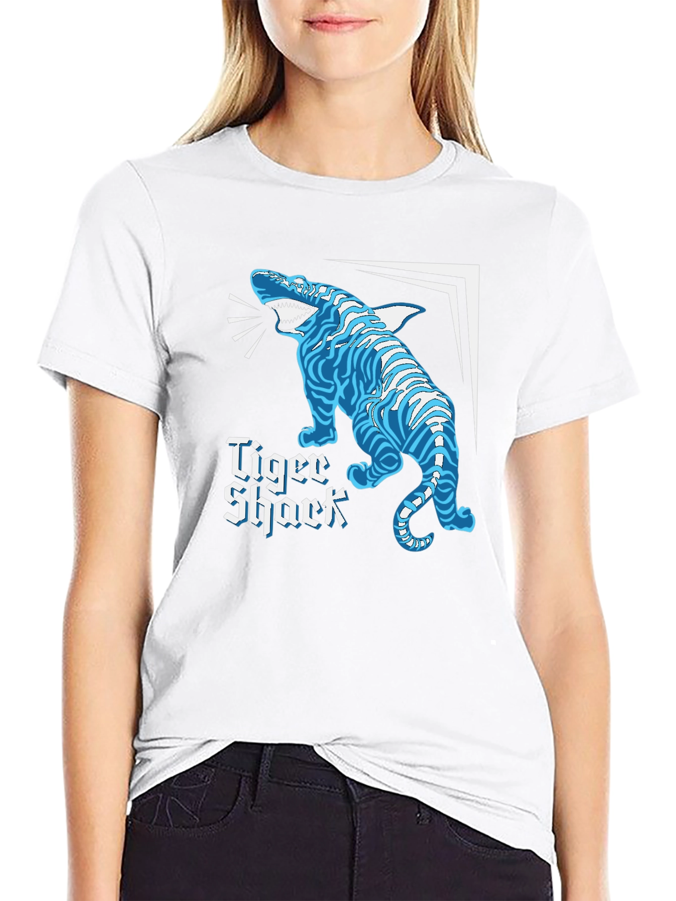 Black Tiger Shark Graphic Tee - Novelty Shirt view 9