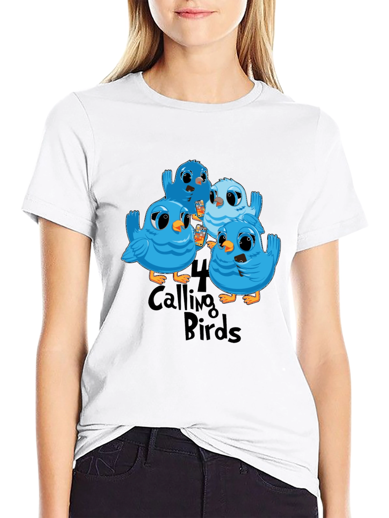 Black 4 Calling Birds Graphic Tee, Holiday Gift view 9