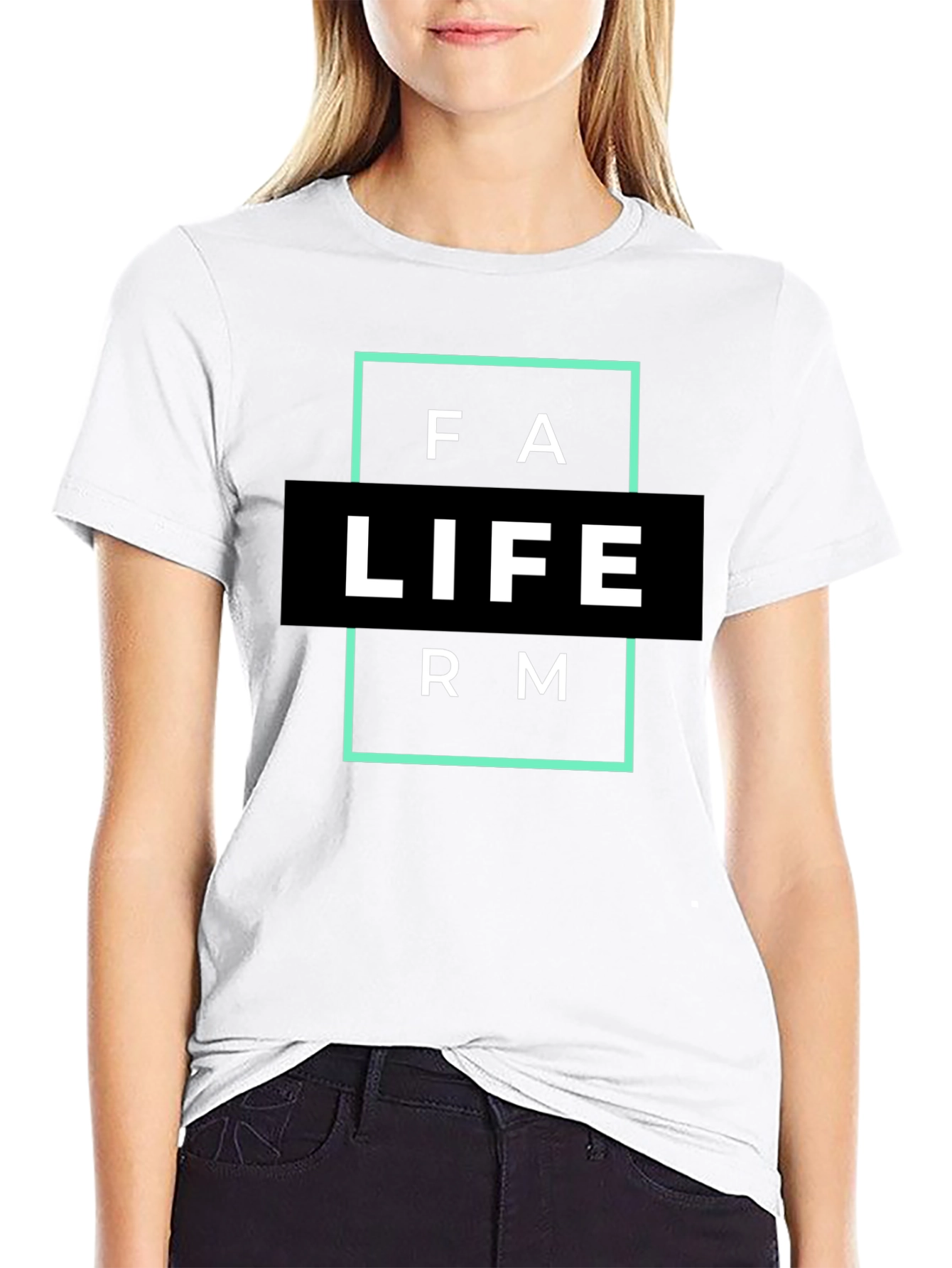 Farm Life Graphic T-Shirt - Black Cotton Blend - 9