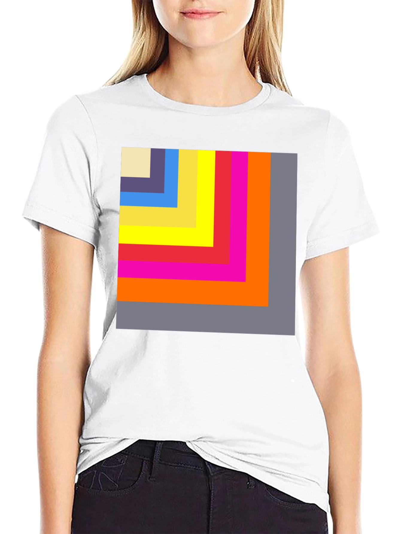 Black Geometric Block T-Shirt view 9