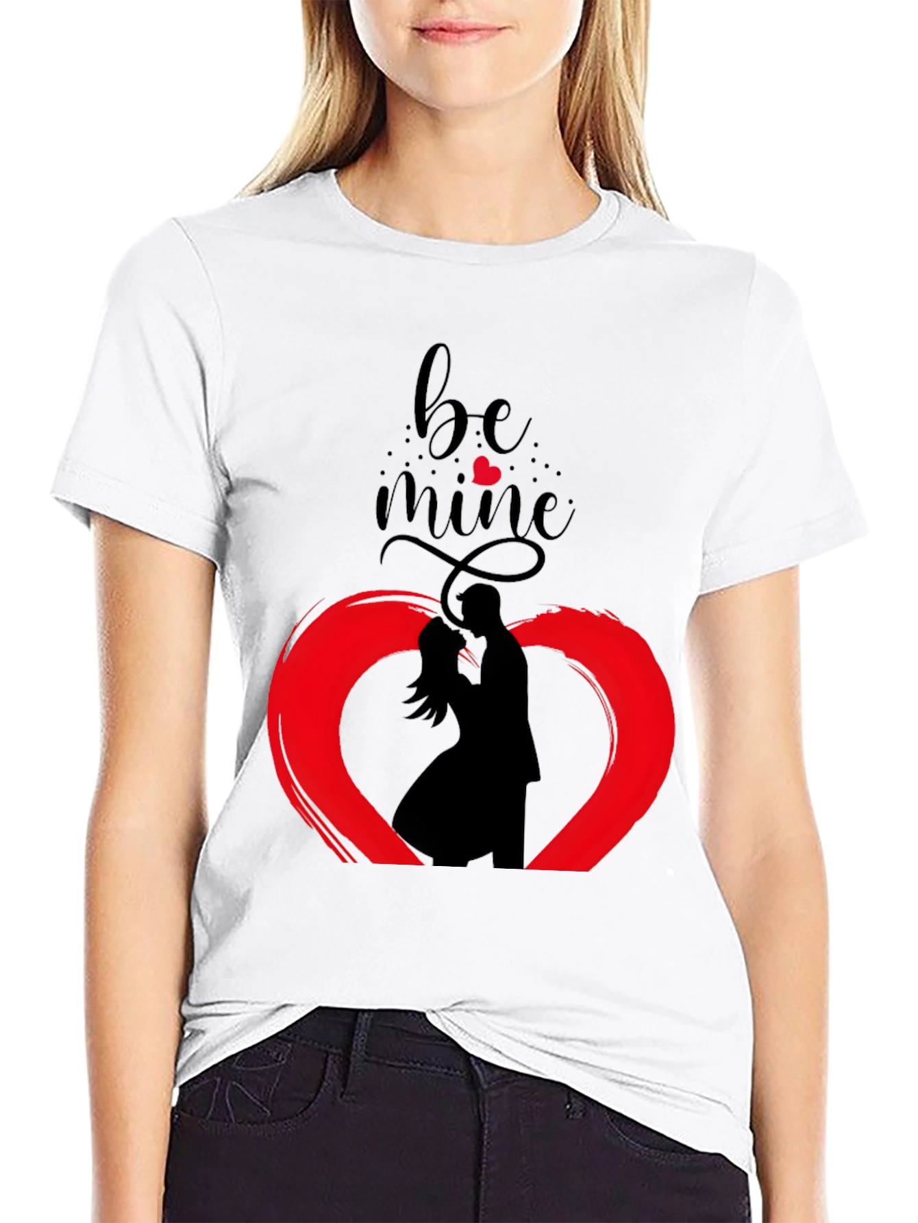 Black Be Mine Valentine's Graphic Tee - Stylish Black Cotton view 9