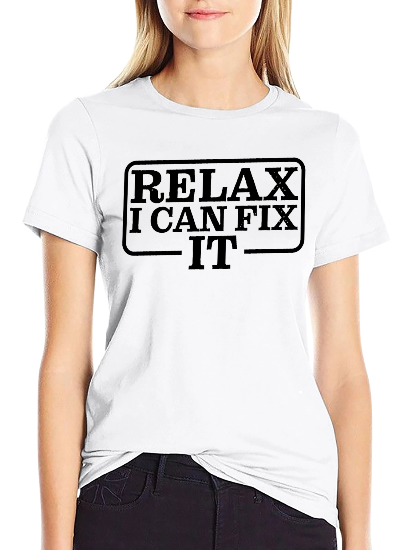 Black Relax I Can Fix It Graphic Tee - Black Crew Neck Shirt view 9