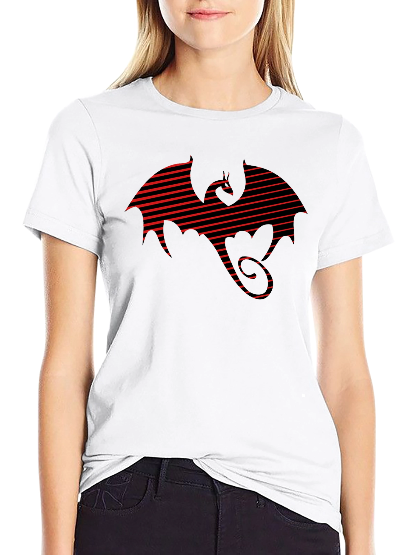 Black Striped Dragon Tee - Graphic Print T-Shirt view 9