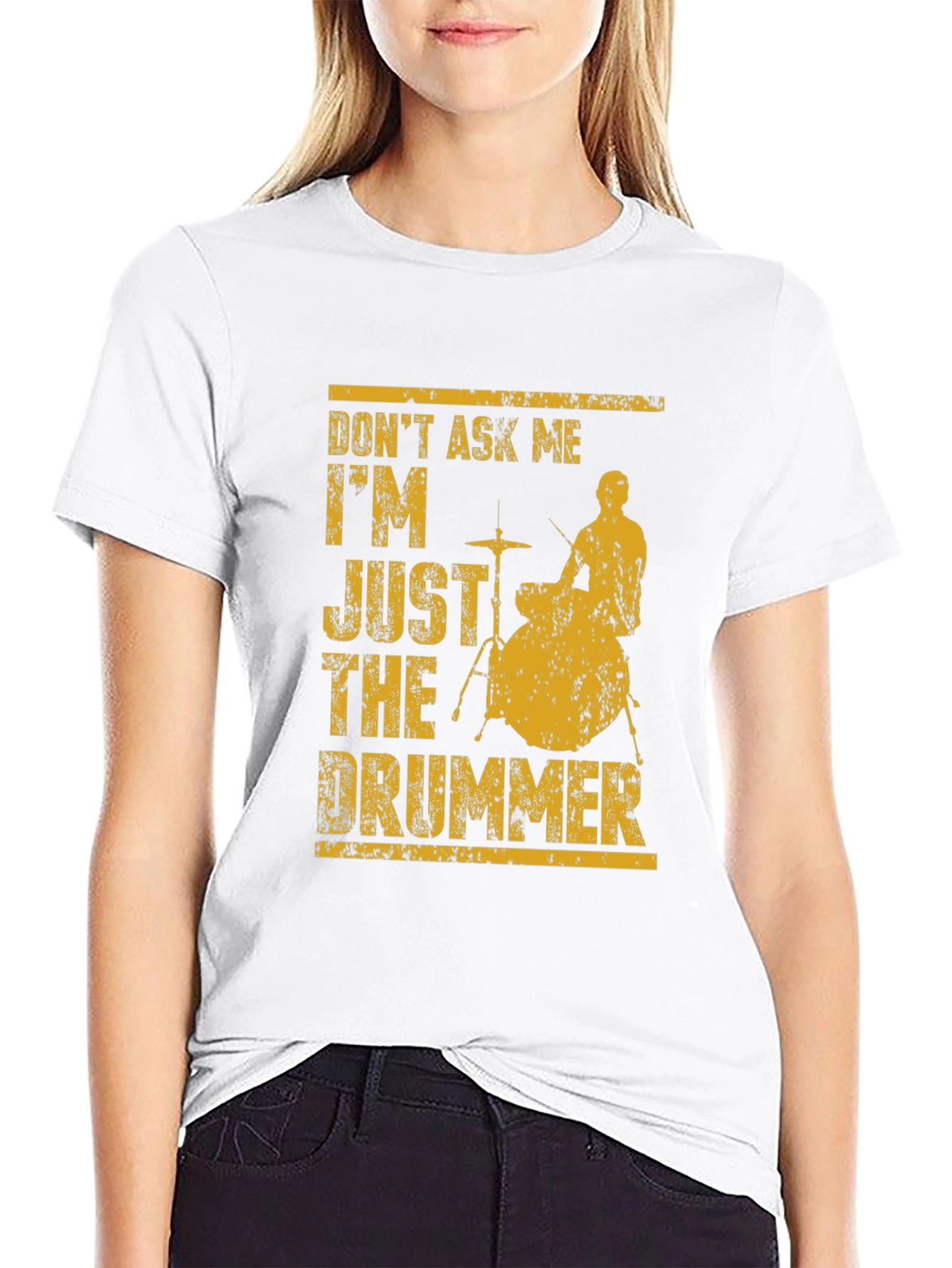 Black Drummer Tee: Don't Ask Me I'm Just The Drummer T-Shirt view 9