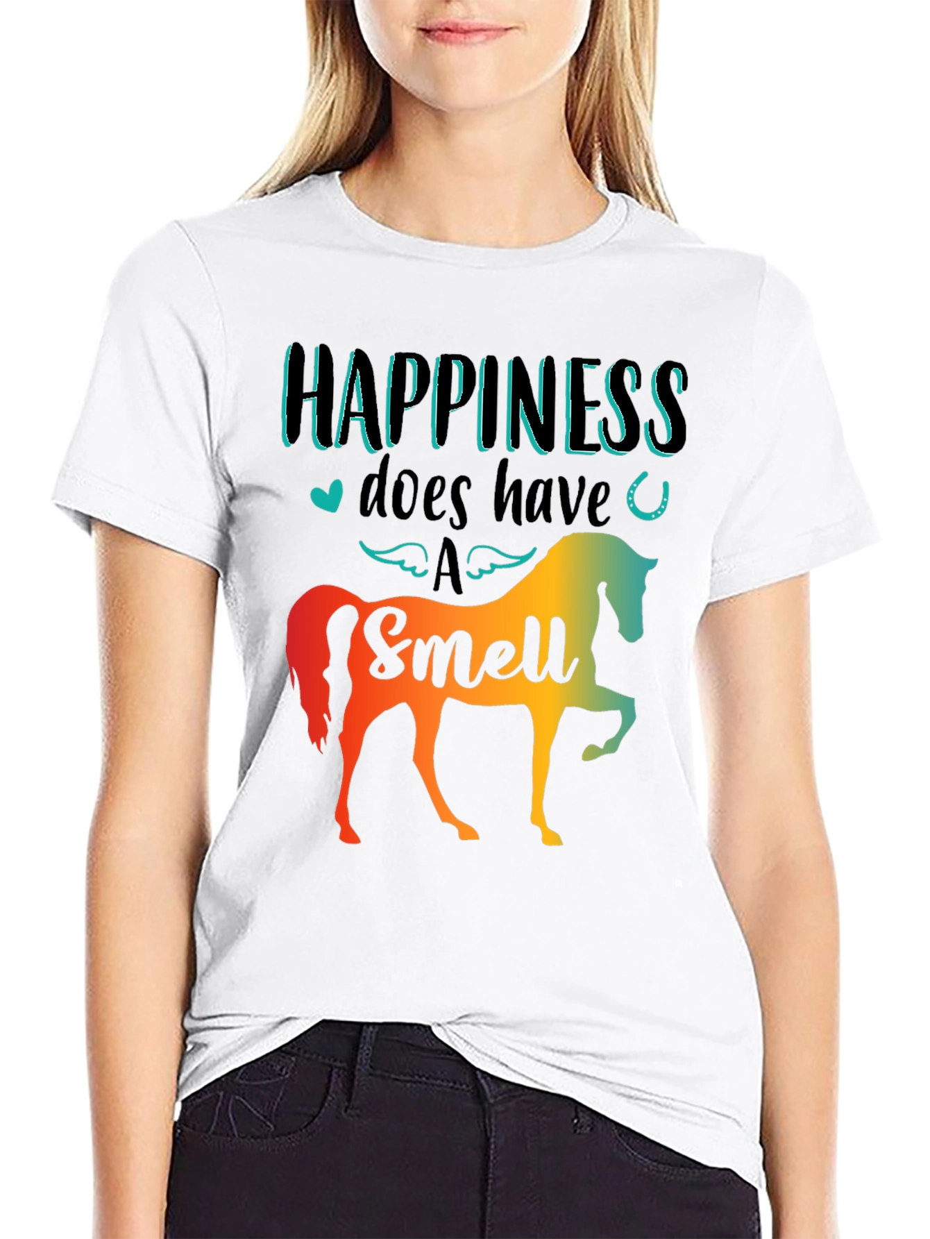 Black Happiness Has a Smell Horse T-Shirt view 9