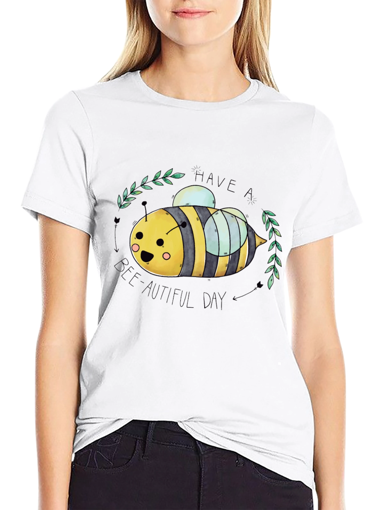 Black Have a Bee-utiful Day Graphic Tee view 9