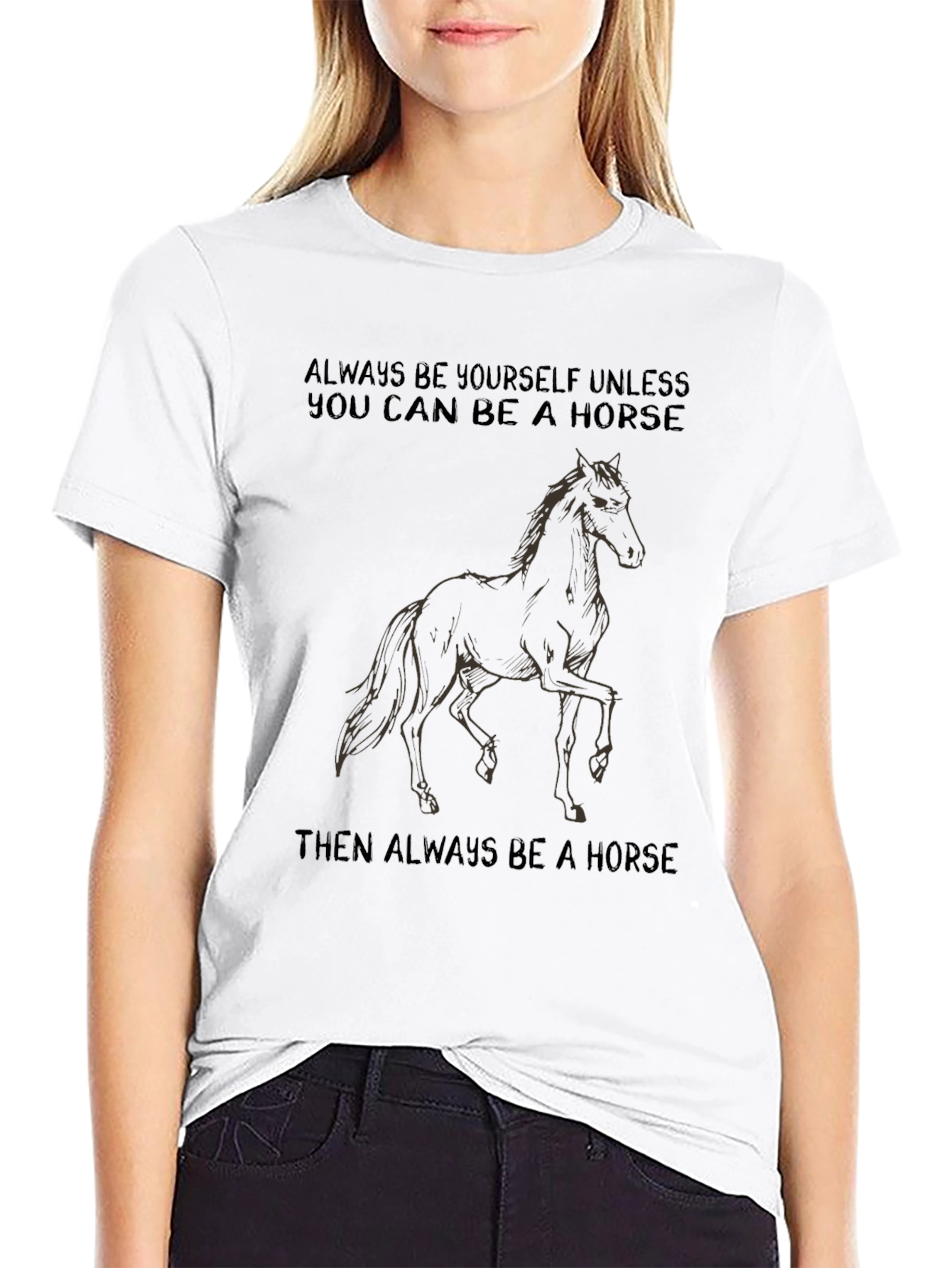 Black Funny Horse T-Shirt - Always Be Yourself view 9