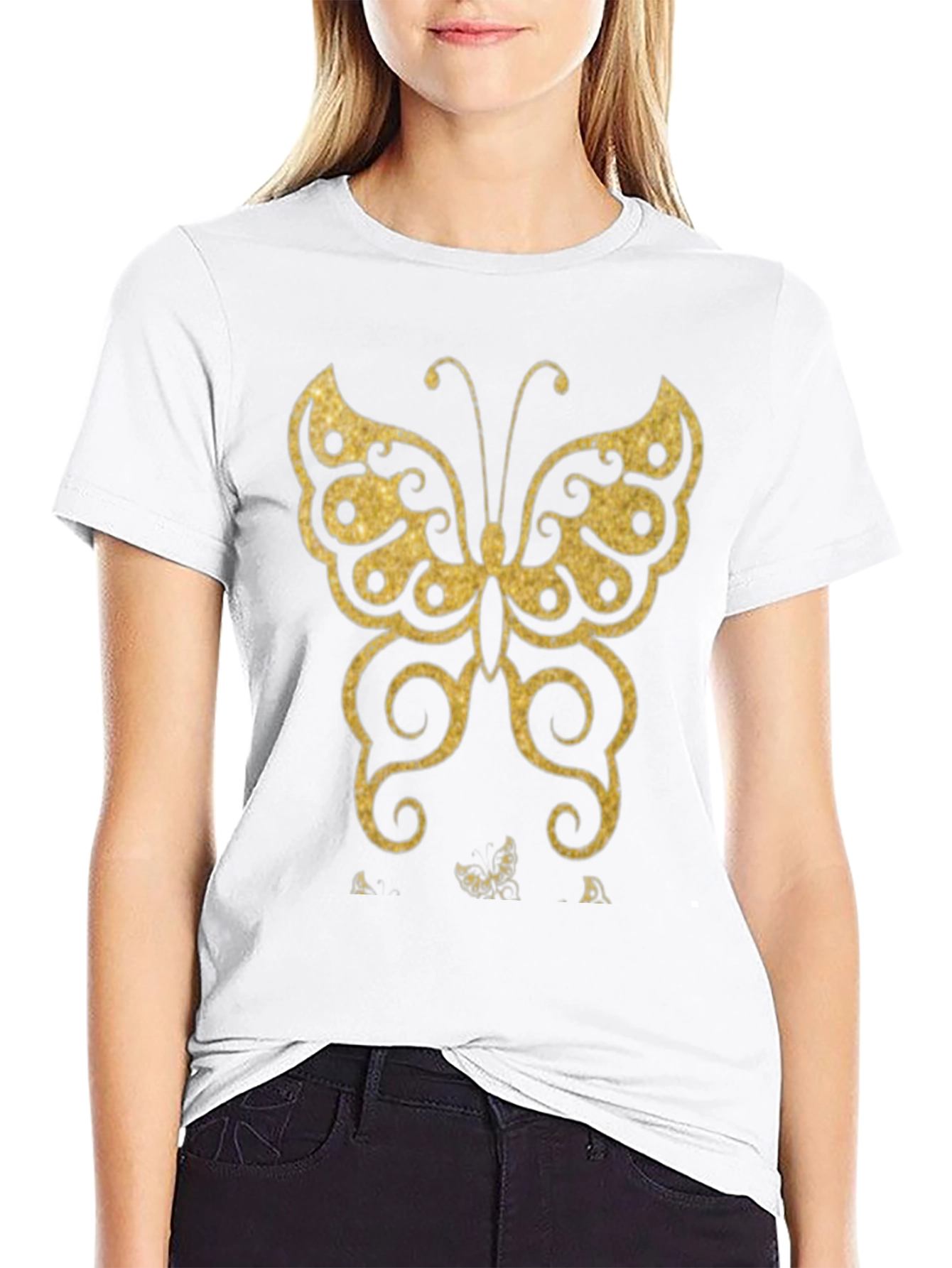 Black Butterfly Graphic Black T-Shirt view 9