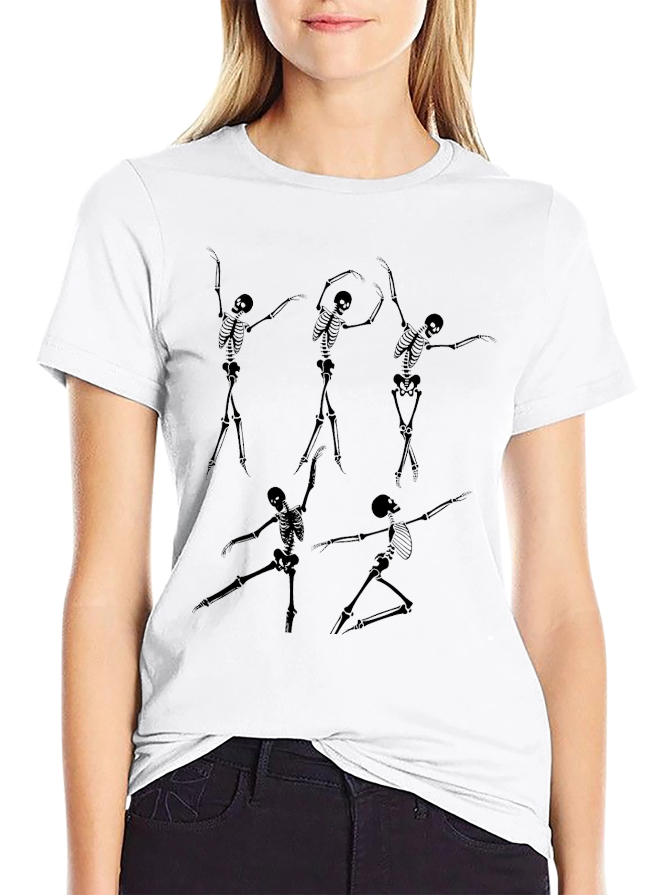Black Dancing Skeleton Graphic Tee - Black view 9