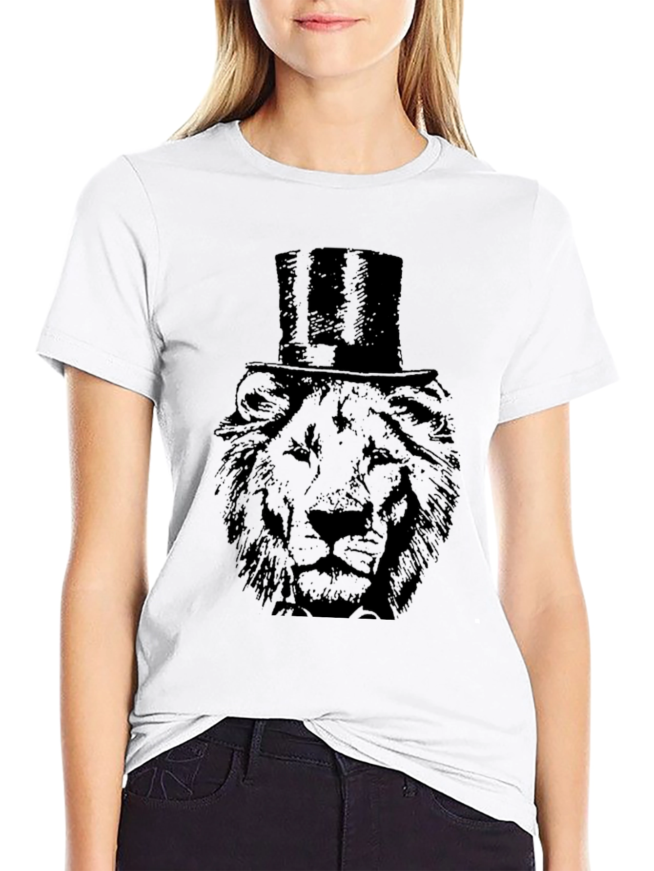Black Lion in Top Hat Graphic Tee view 9