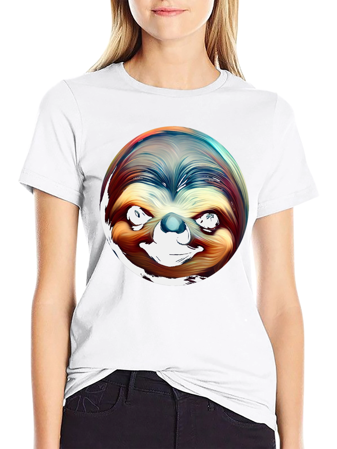 Black Sloth Graphic Tee - Men's Black Cotton T-Shirt view 9