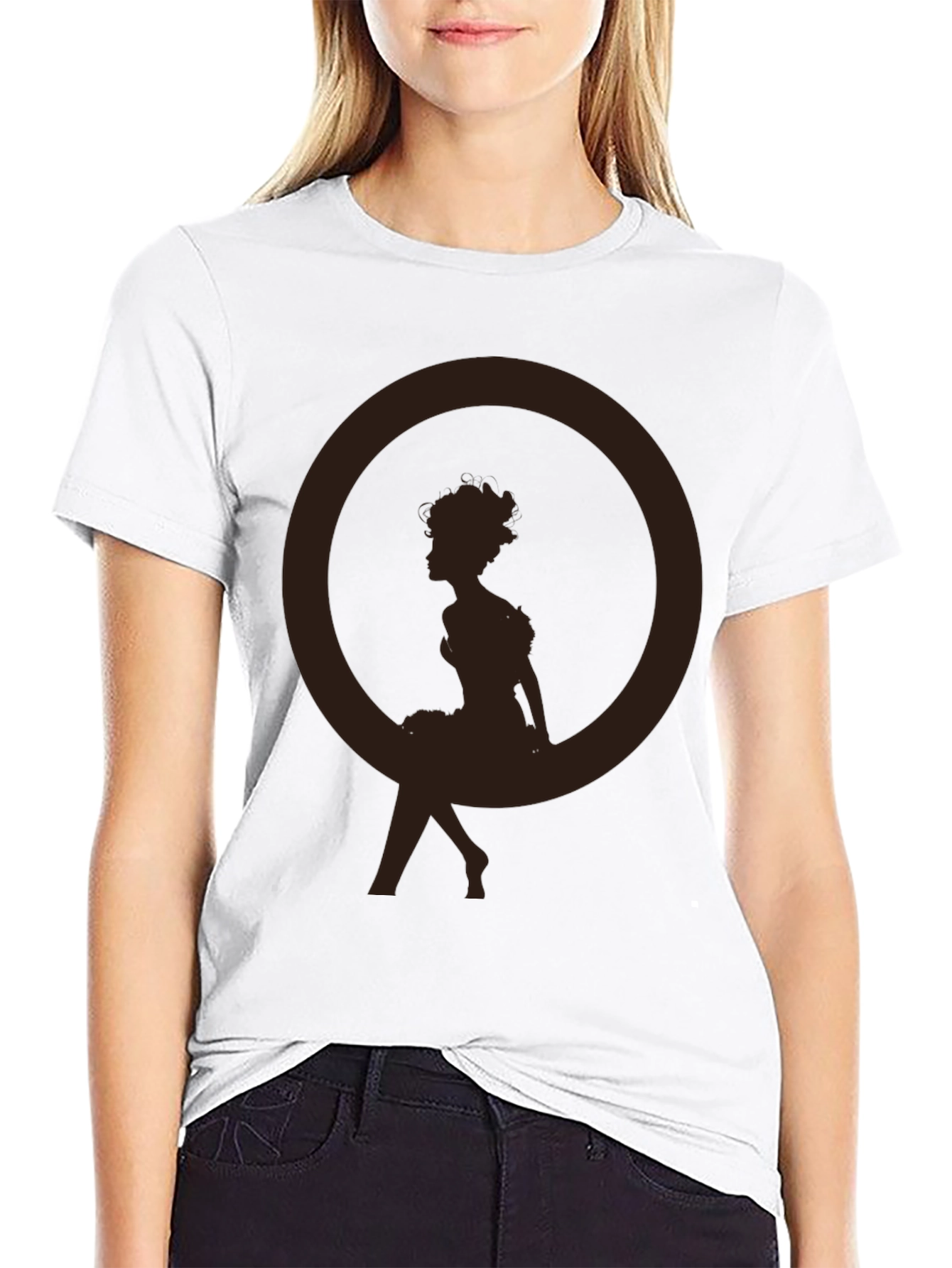 Black Silhouette Girl Tee - Casual Graphic T-Shirt view 9