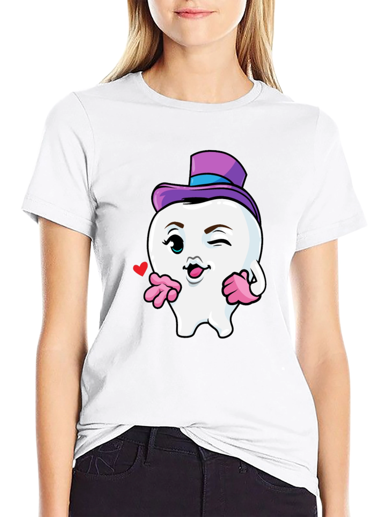 Whimsical Tooth Character Graphic Tee - 9