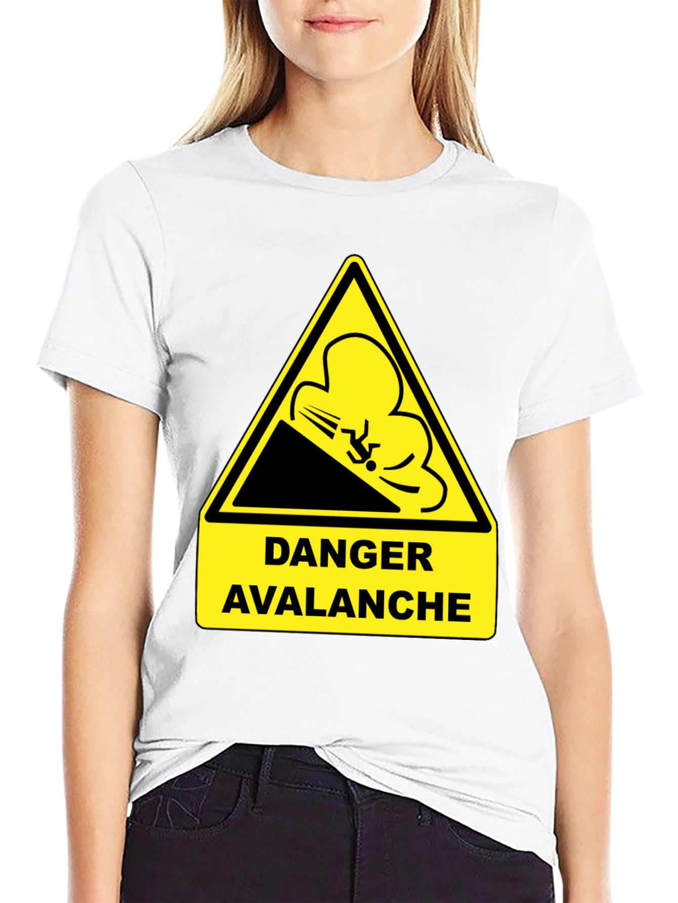 Black Danger Avalanche Warning Black T-Shirt view 9