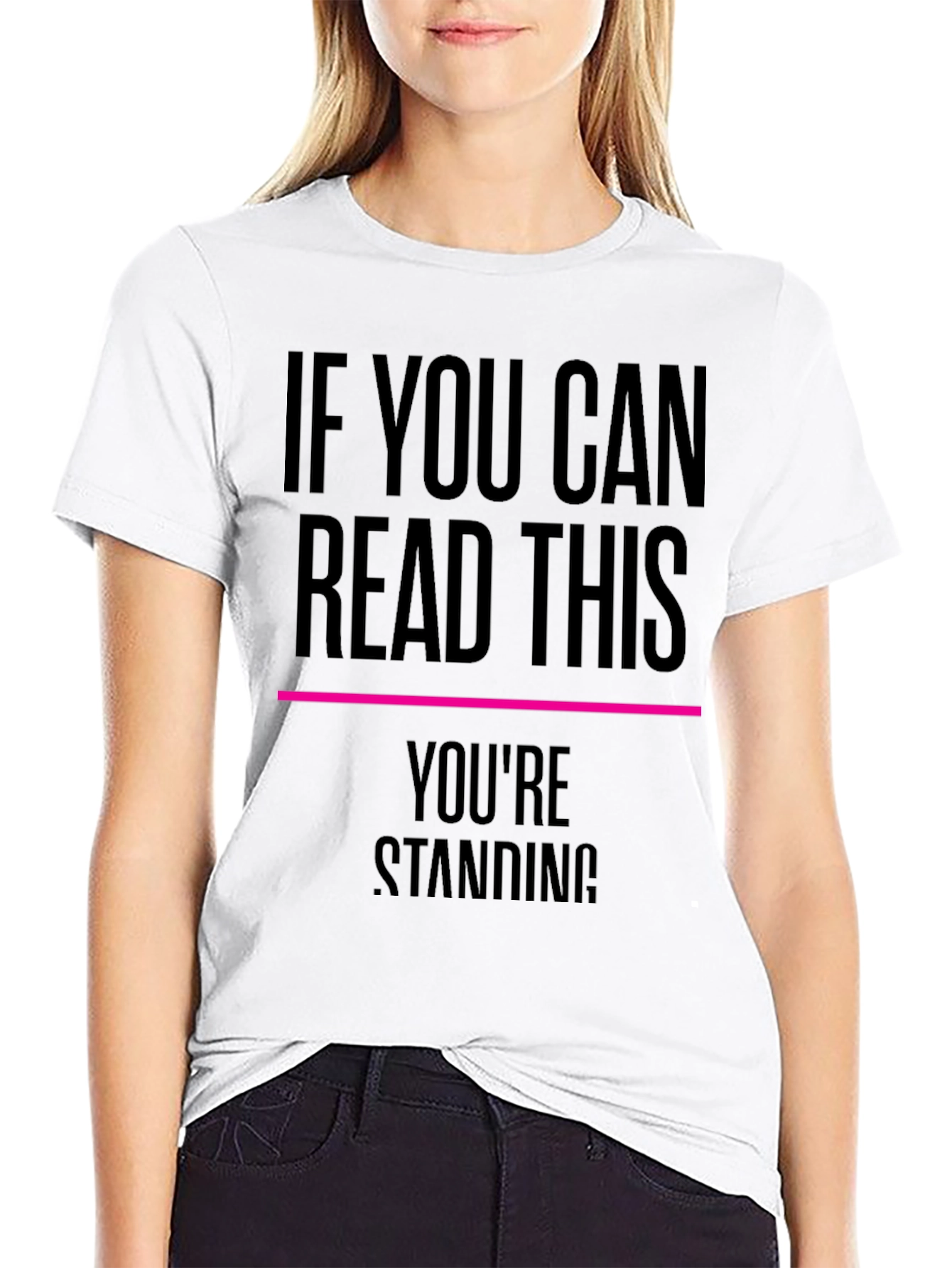 Black Humorous "If You Can Read This" Graphic T-Shirt view 9