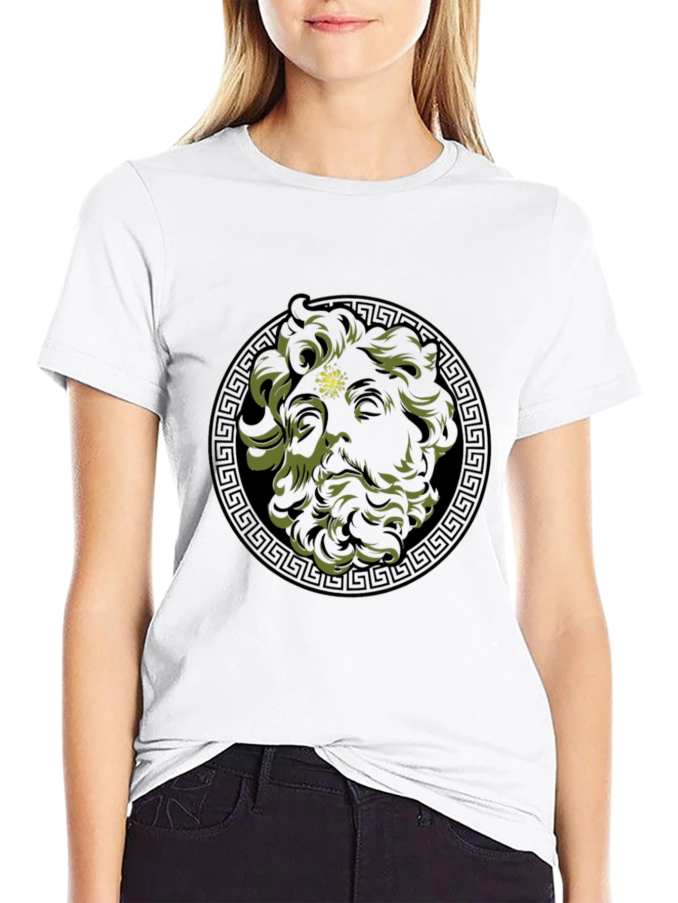 Black Greek God Medusa Graphic Tee - Black view 9