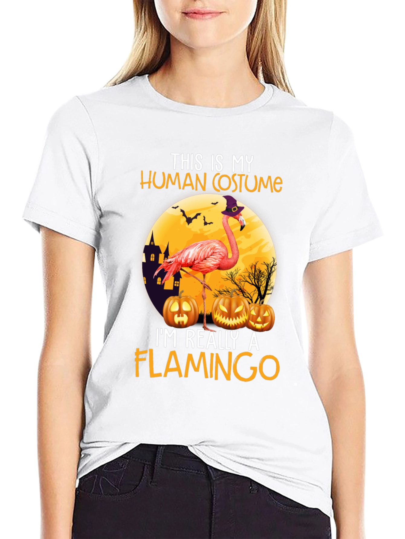Black Flamingo Halloween Costume T-Shirt view 9