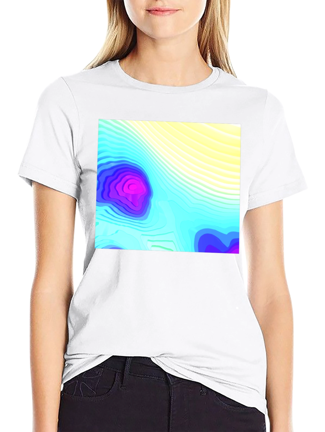 Black Topo Graphic Black T-Shirt view 9