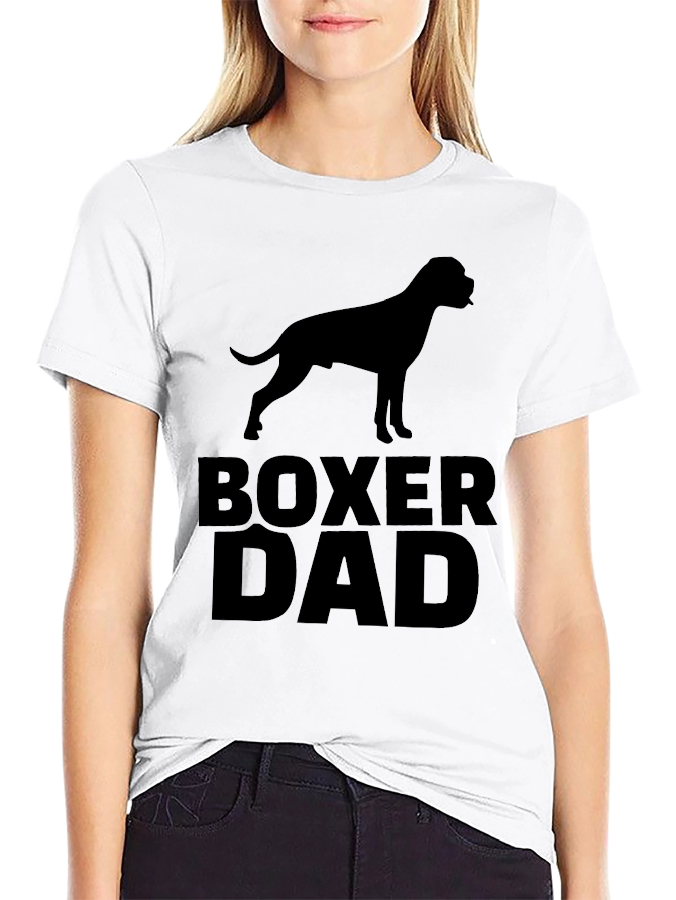 Black Boxer Dad Graphic T-Shirt - Black Dog Lover Tee view 9