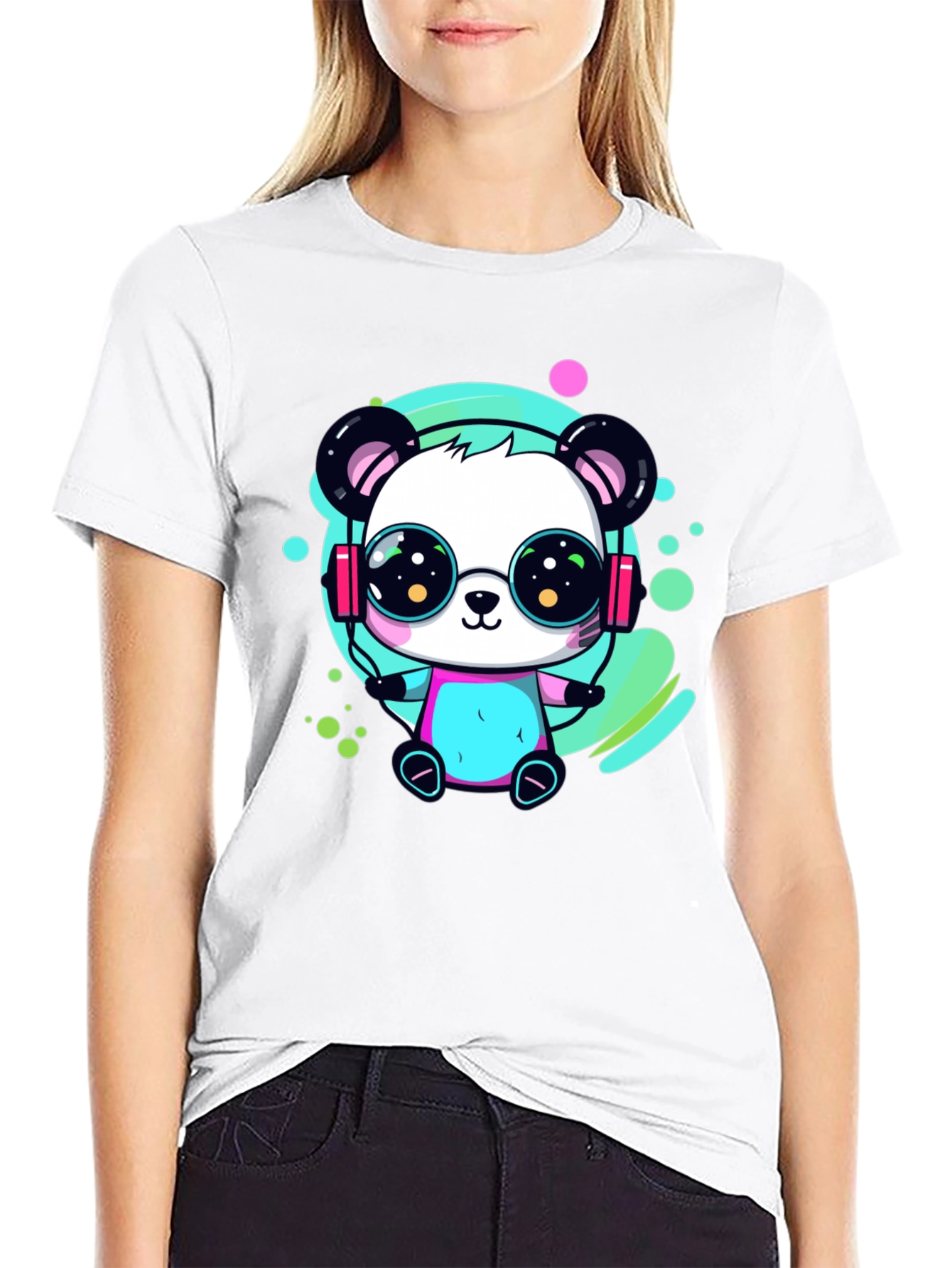 Black Cool Panda Graphic Tee view 9