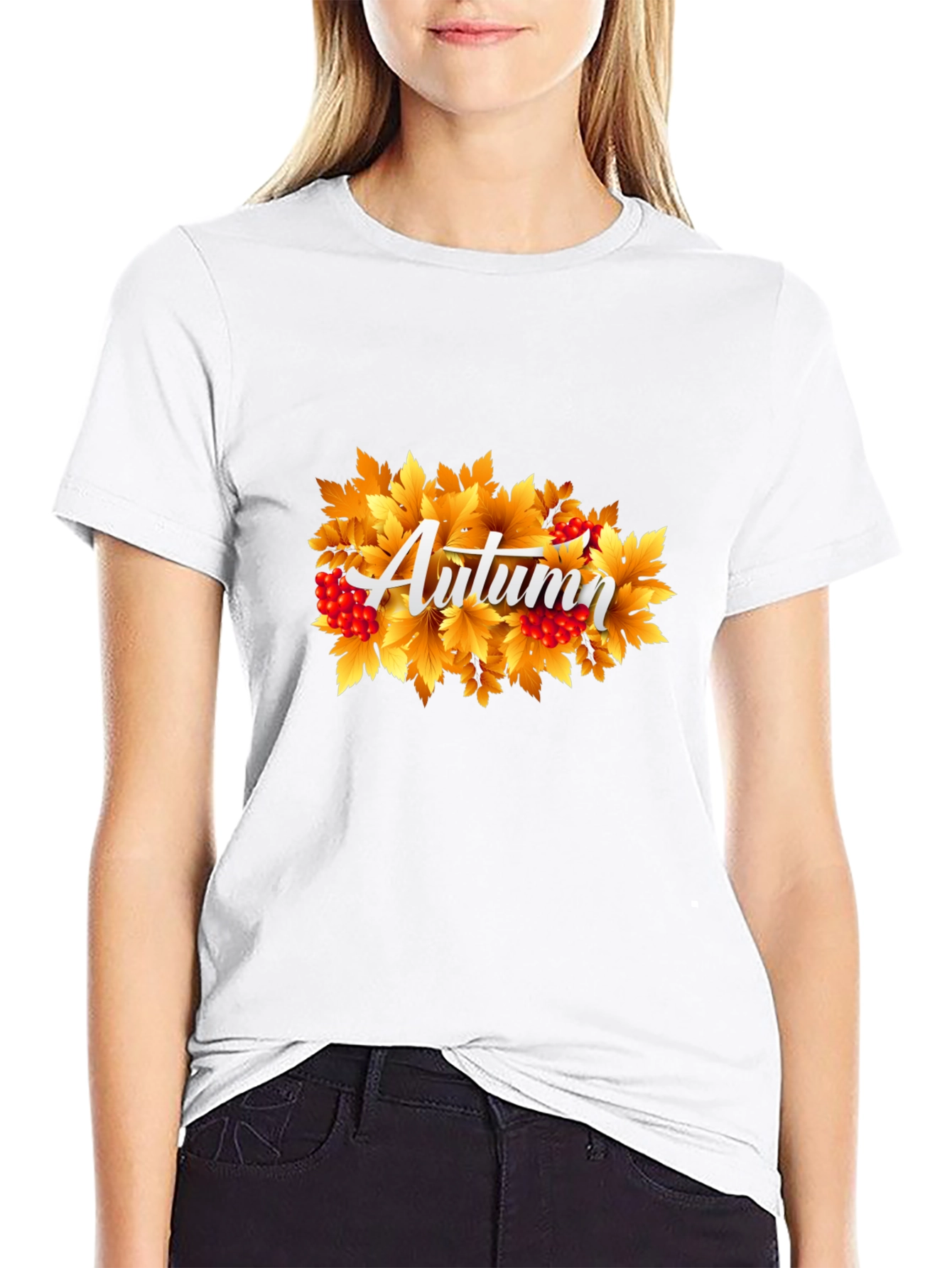 Black Autumn Leaves Graphic Tee - Black Cotton view 9
