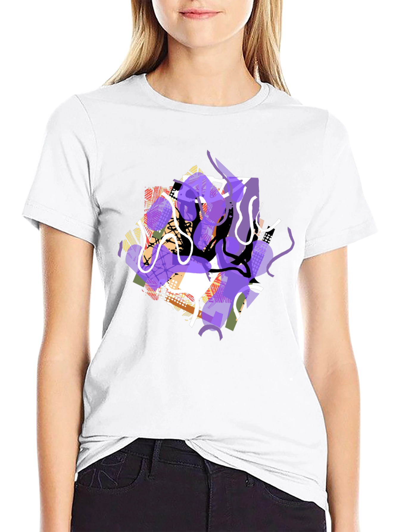 Black Abstract Graphic Print Black T-Shirt view 9