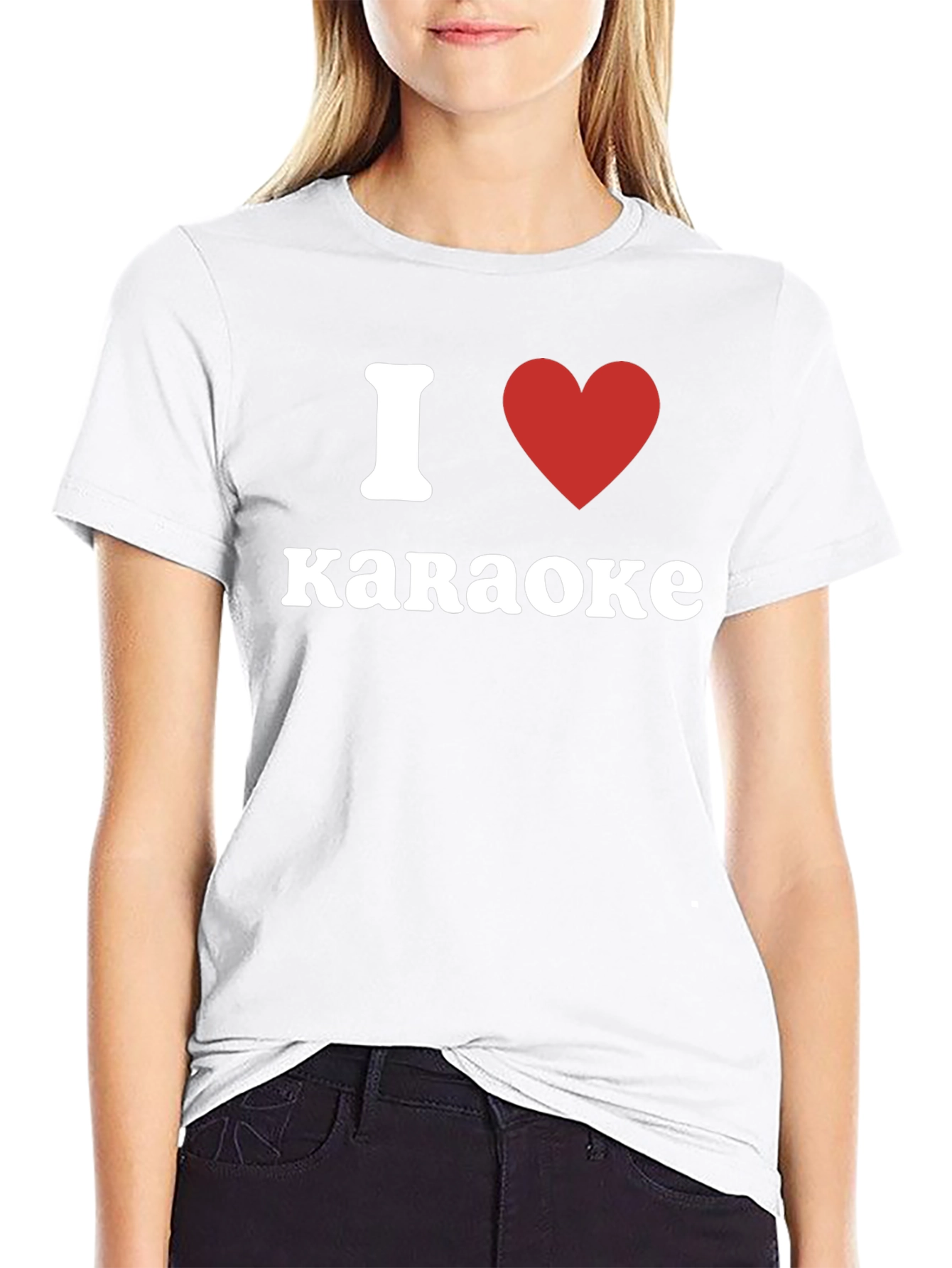 Black I Love Karaoke T-Shirt - Red Heart Design view 9