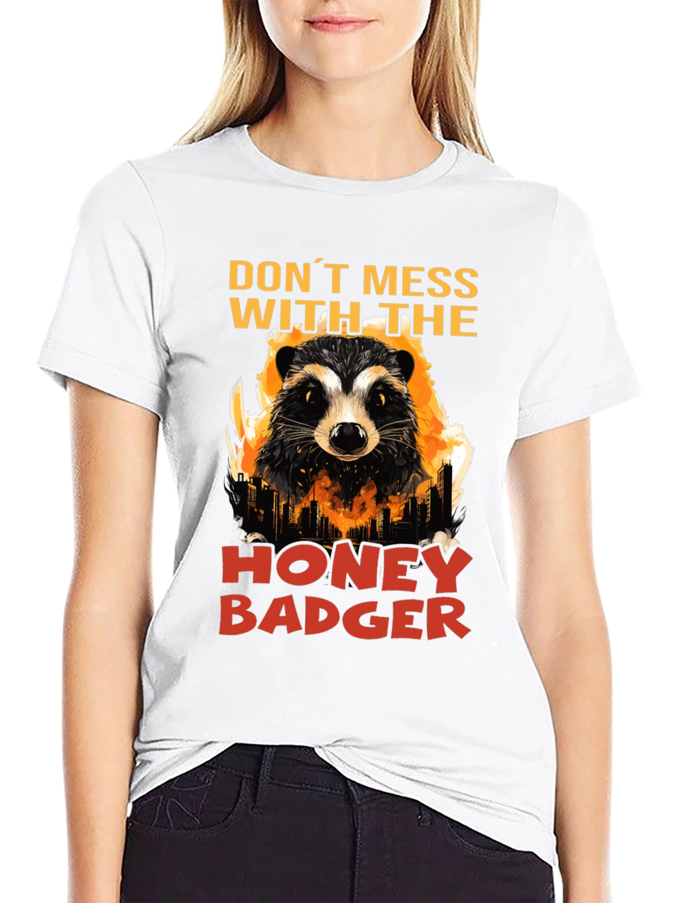 Black Don't Mess with the Honey Badger Graphic Tee view 9