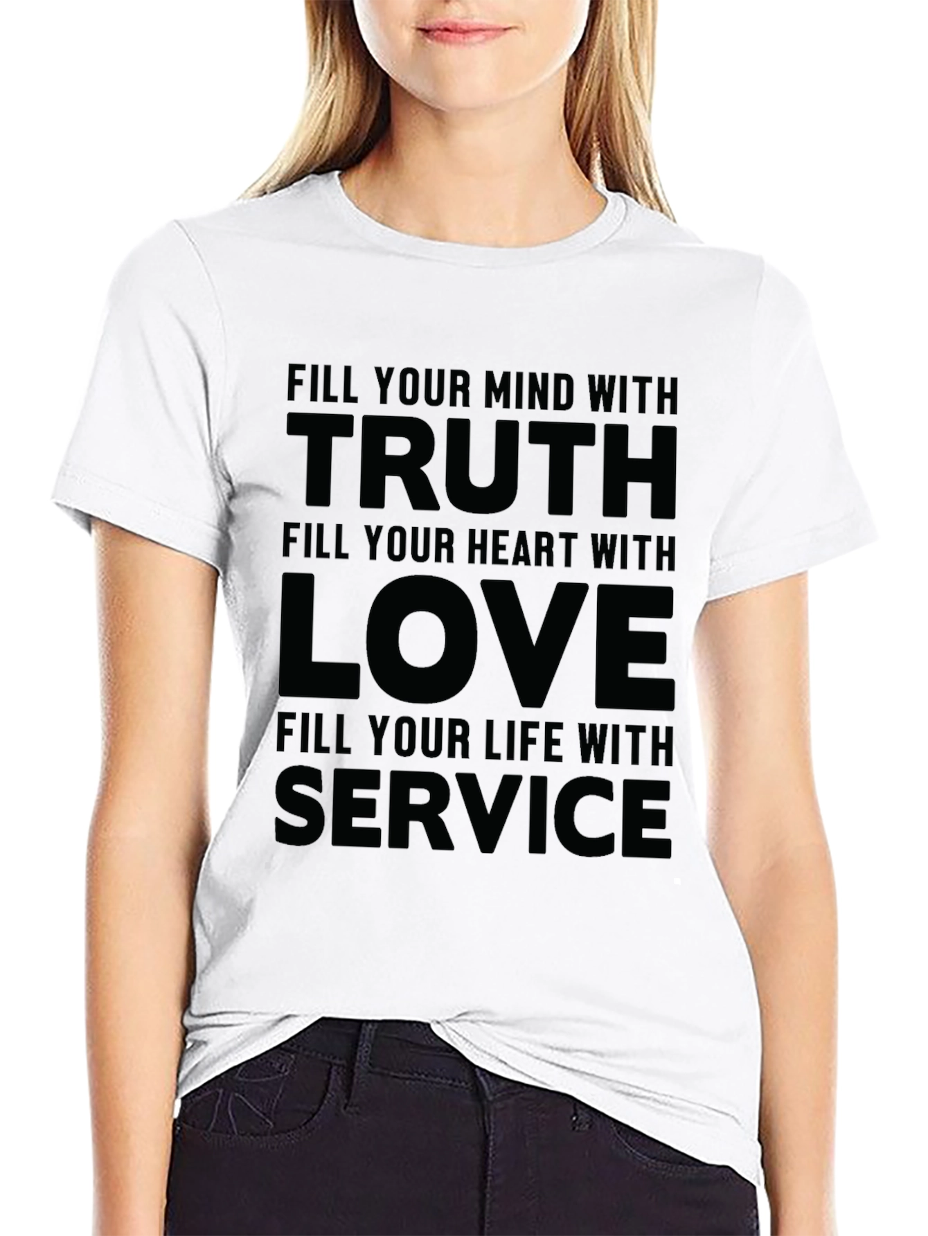 Black Truth Love Service Graphic Tee - Inspirational Quote Shirt view 9