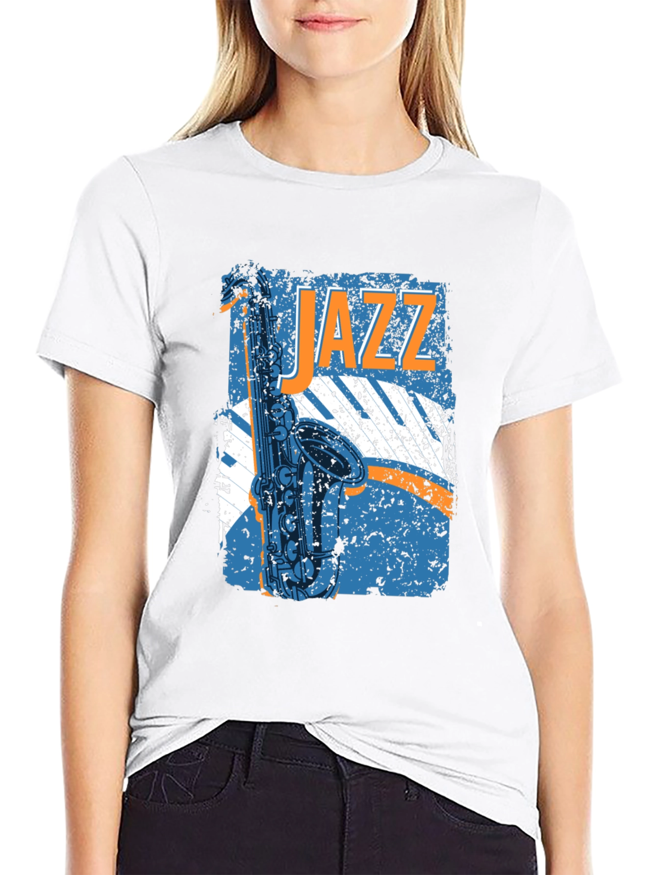 Black Jazz Saxophone Graphic T-Shirt - Music Lover Tee view 9