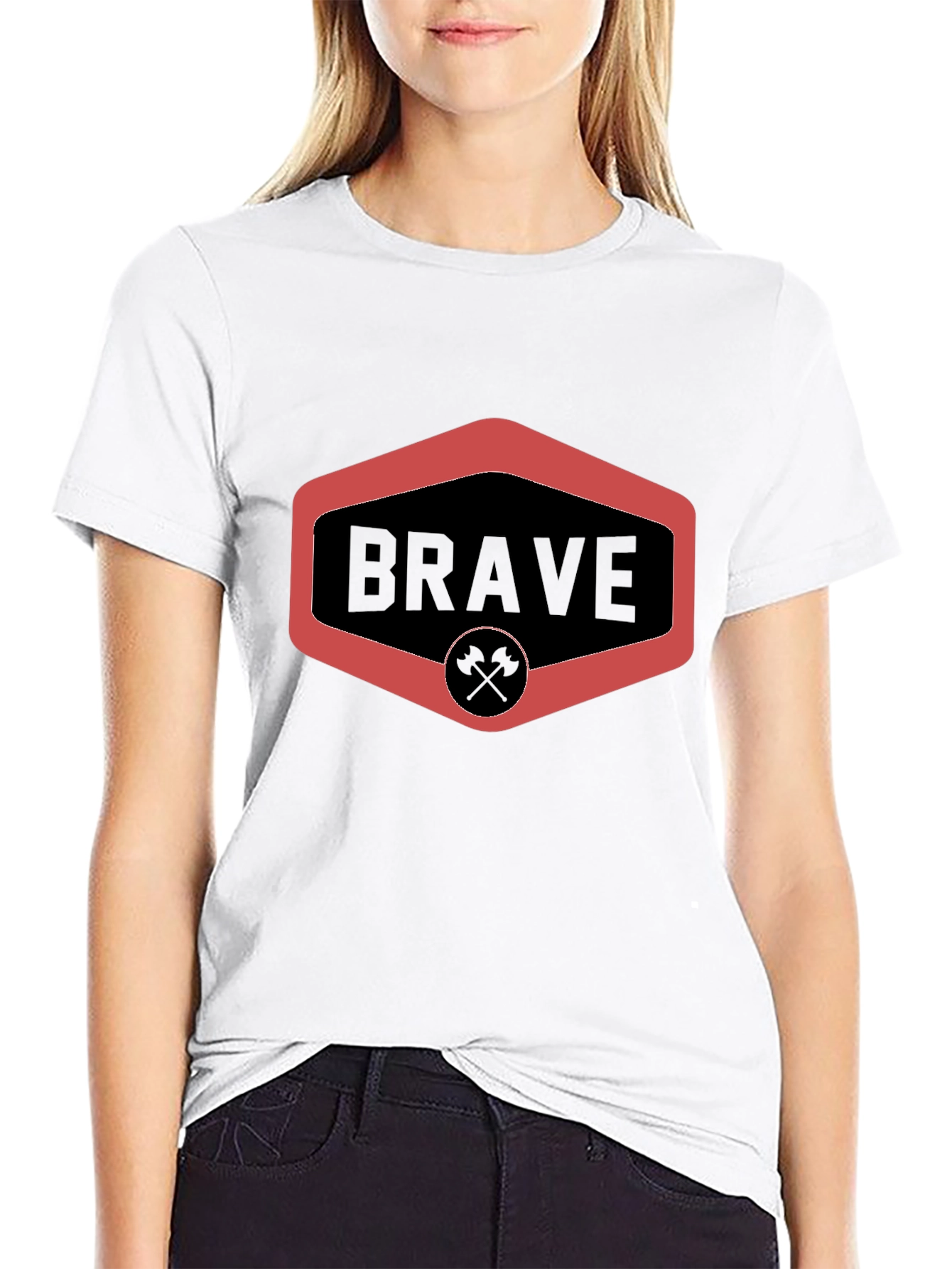Black Brave Graphic Tee - Black Crew Neck view 9