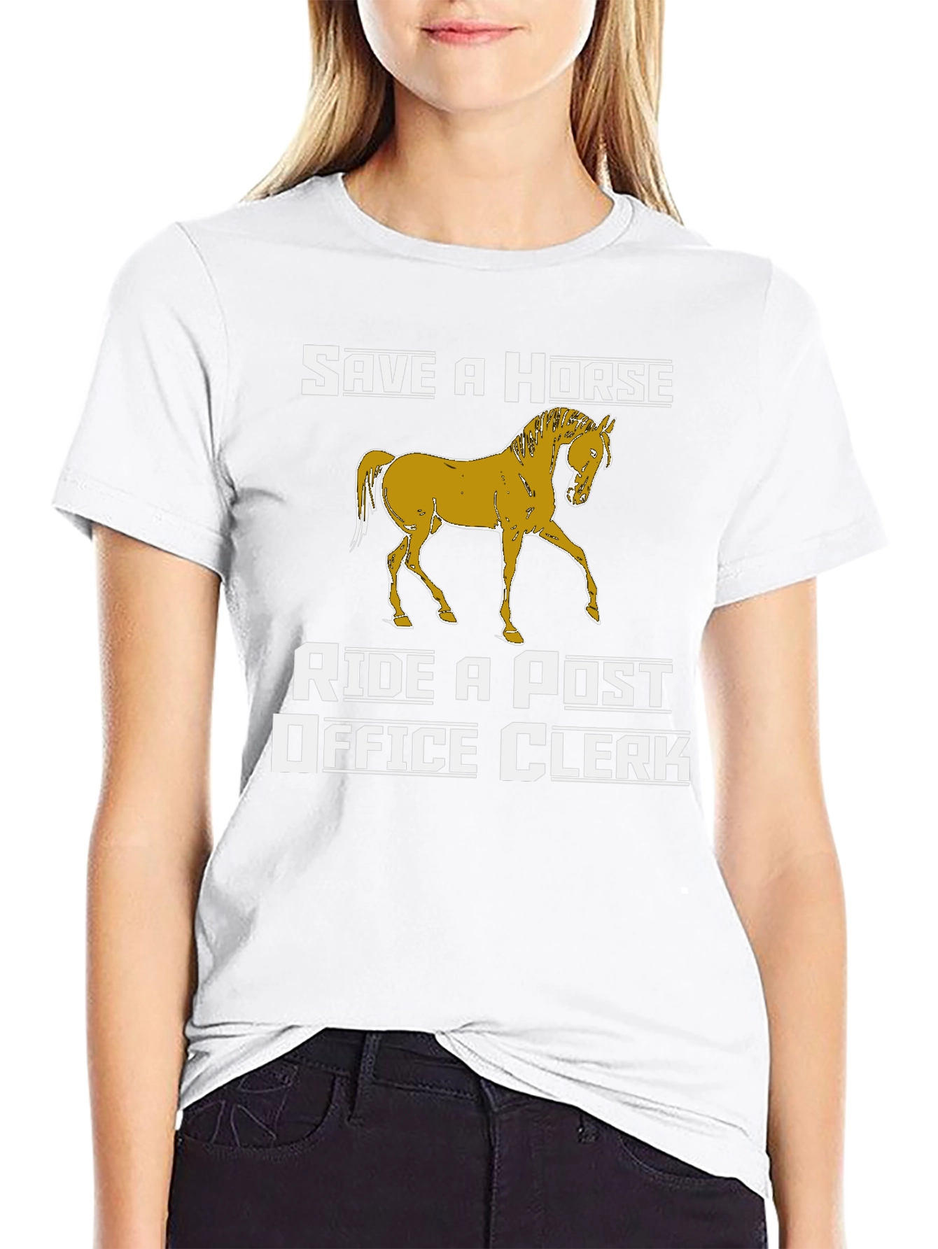 Black Save a Horse Ride a Post Office Clerk Graphic T-Shirt view 9