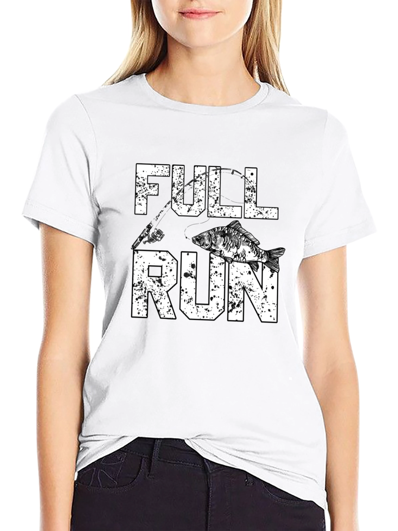 Black Full Run Fishing Graphic T-Shirt view 9