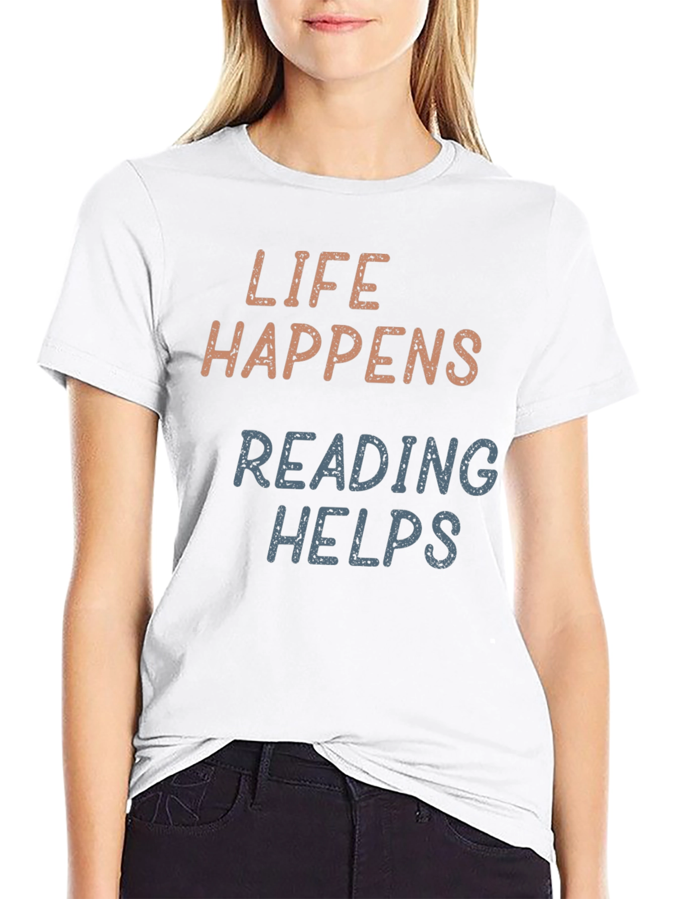 Life Happens Reading Helps Graphic T-Shirt - 9
